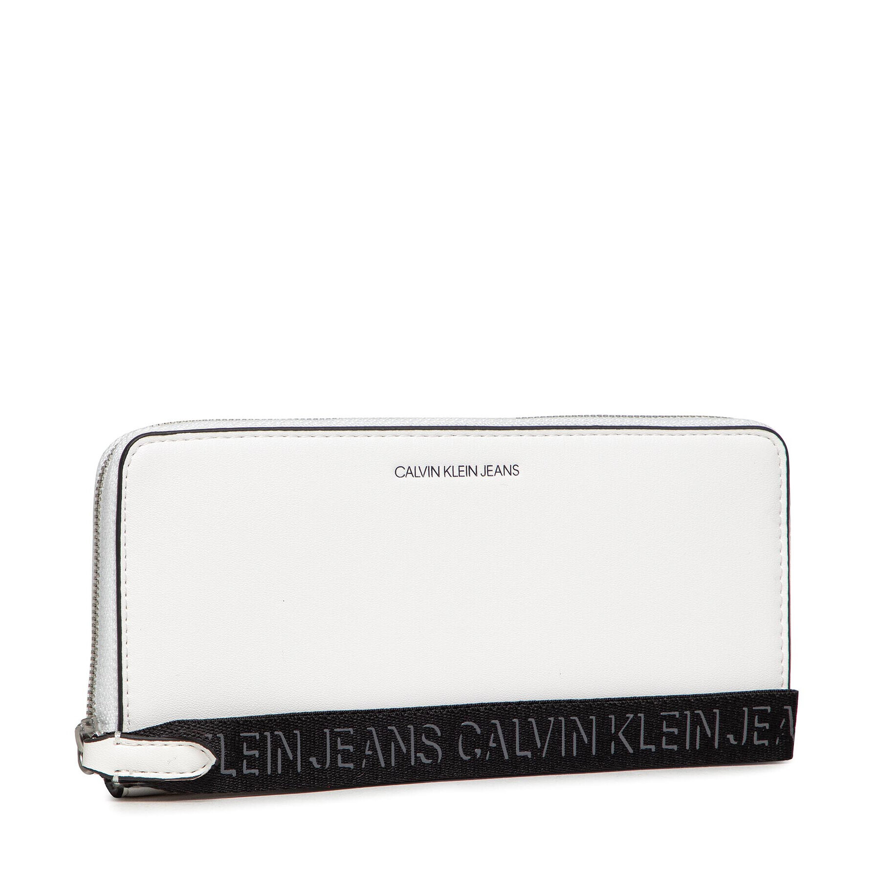 Calvin Klein Jeans Голям дамски портфейл Trapezoid Shadow Z/A W/Wristlet K60K608404 Бял - Pepit.bg