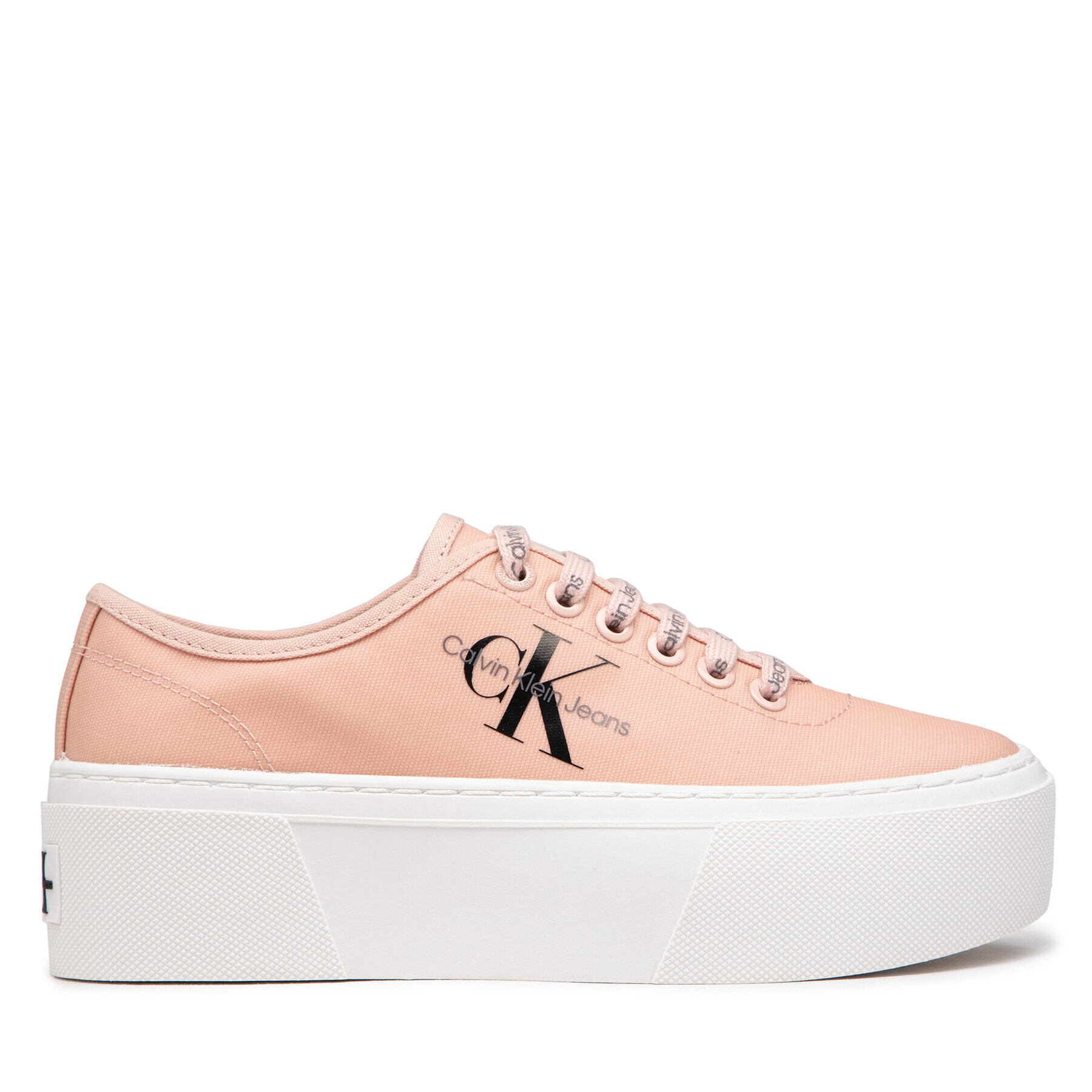 Calvin Klein Jeans Гуменки Cupsole Flatform Laceup Low Txt YW0YW00766TKY Розов - Pepit.bg