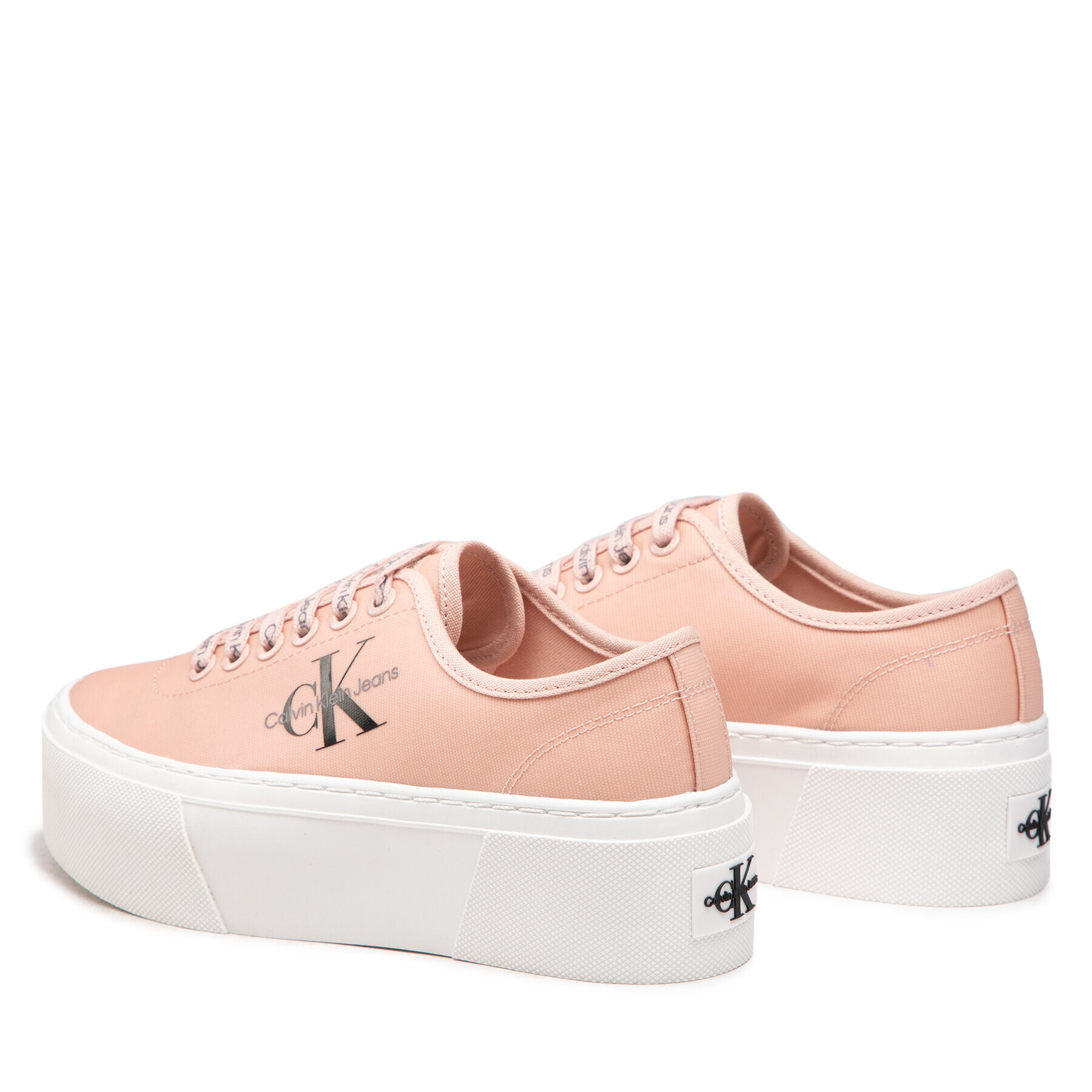 Calvin Klein Jeans Гуменки Cupsole Flatform Laceup Low Txt YW0YW00766TKY Розов - Pepit.bg