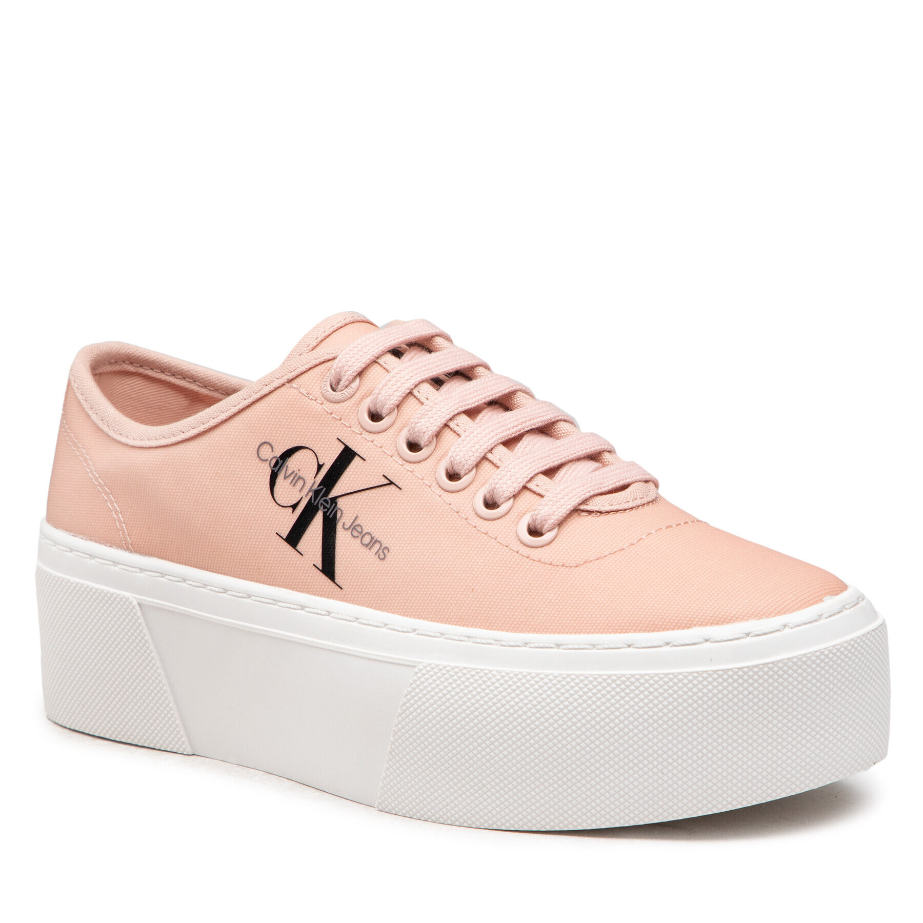 Calvin Klein Jeans Гуменки Cupsole Flatform Laceup Low Txt YW0YW00766TKY Розов - Pepit.bg