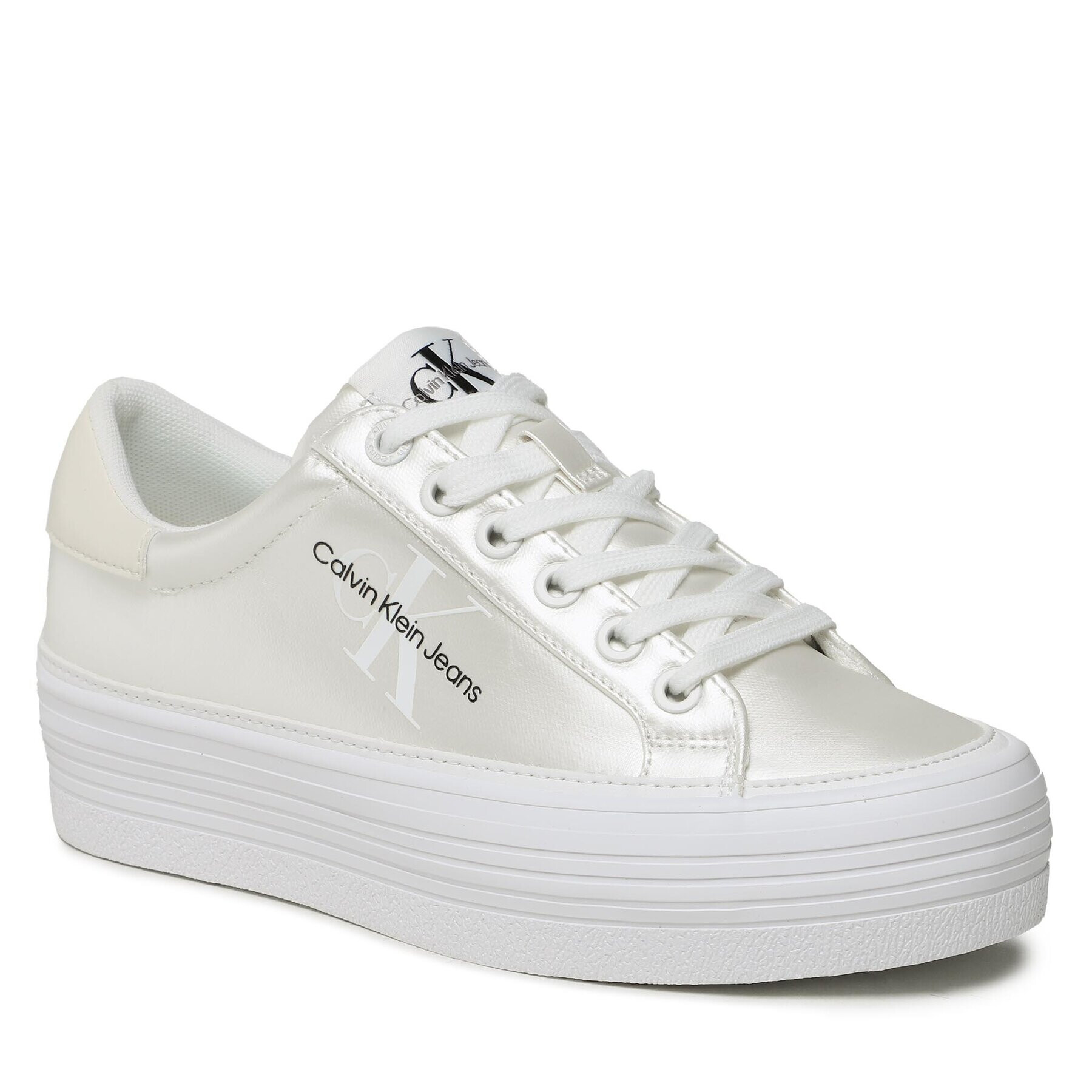 Calvin Klein Jeans Гуменки Vulc Flatform Laceup Ny Pearl Wn YW0YW01037 Бял - Pepit.bg