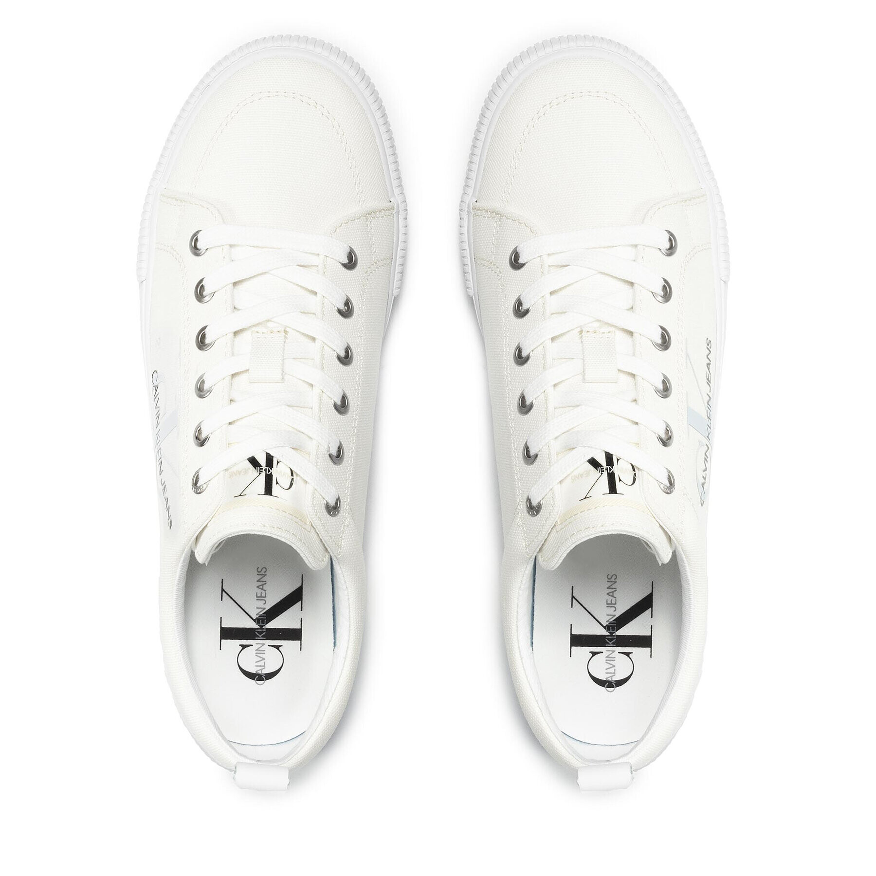 Calvin Klein Jeans Гуменки Vulcanized Laceup Sneaker YM0YM00274 Бял - Pepit.bg