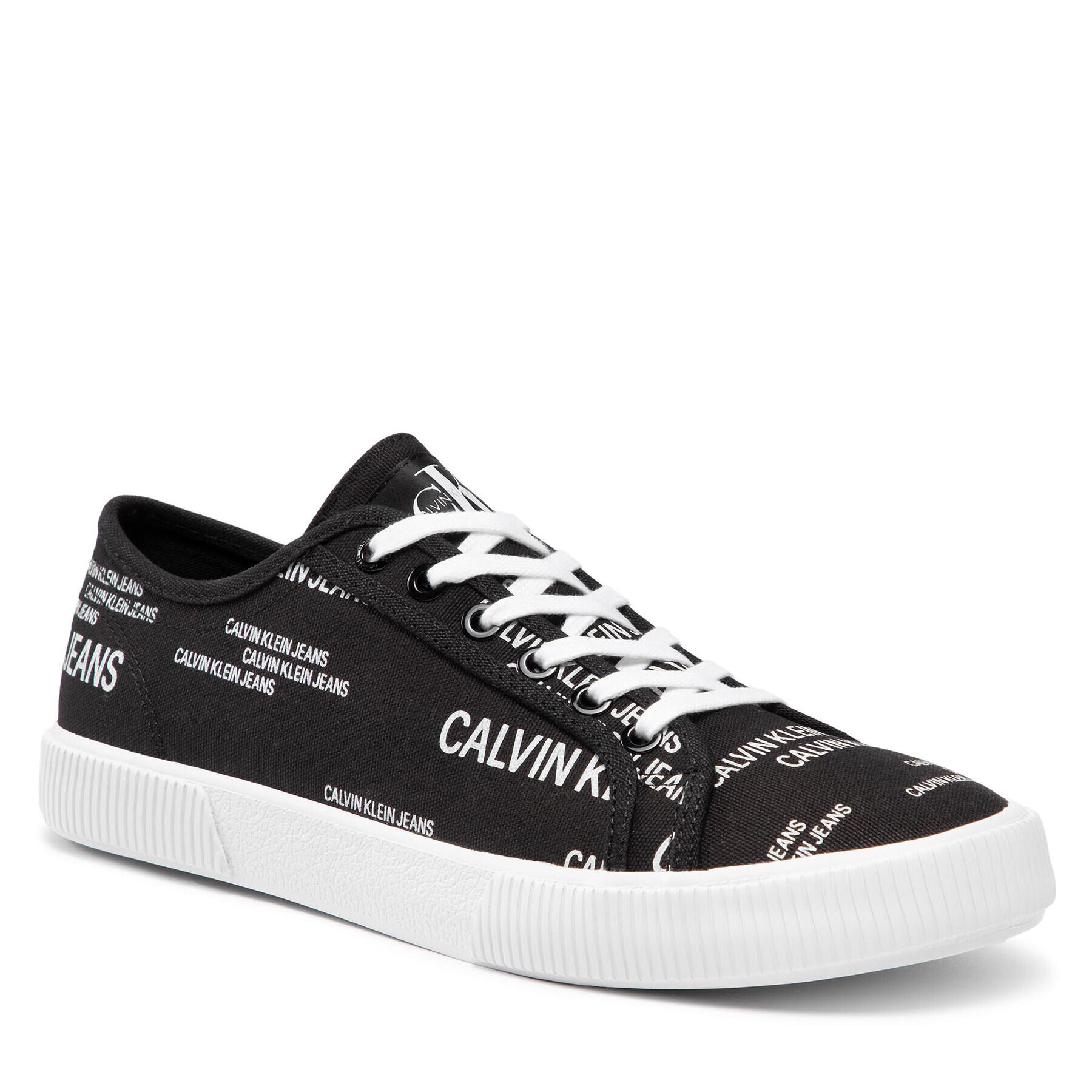 Calvin Klein Jeans Гуменки Vulcanized Sneaker Laceup Aop Co YM0YM00077 Черен - Pepit.bg