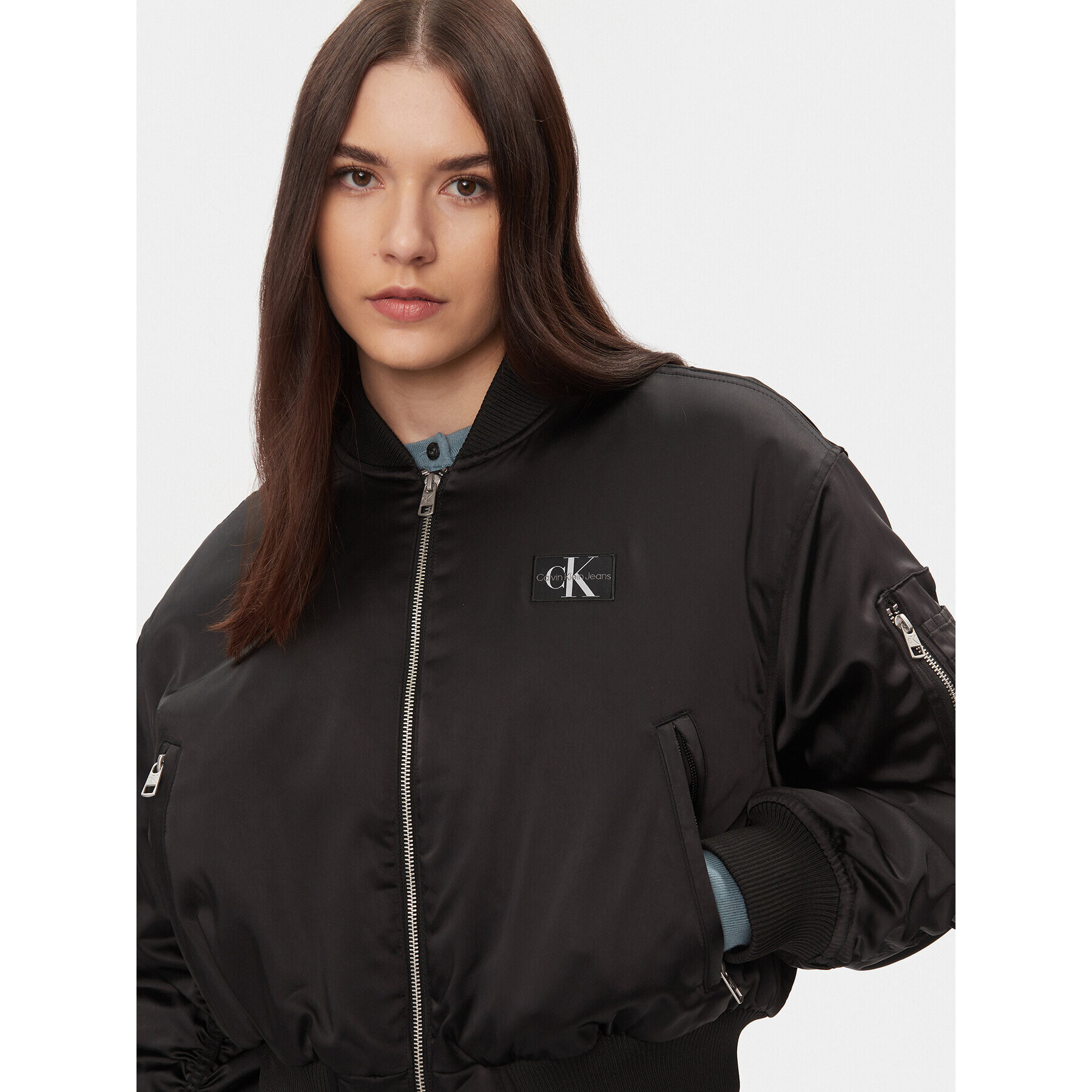 Calvin Klein Jeans Яке бомбър J20J222591 Черен Regular Fit - Pepit.bg