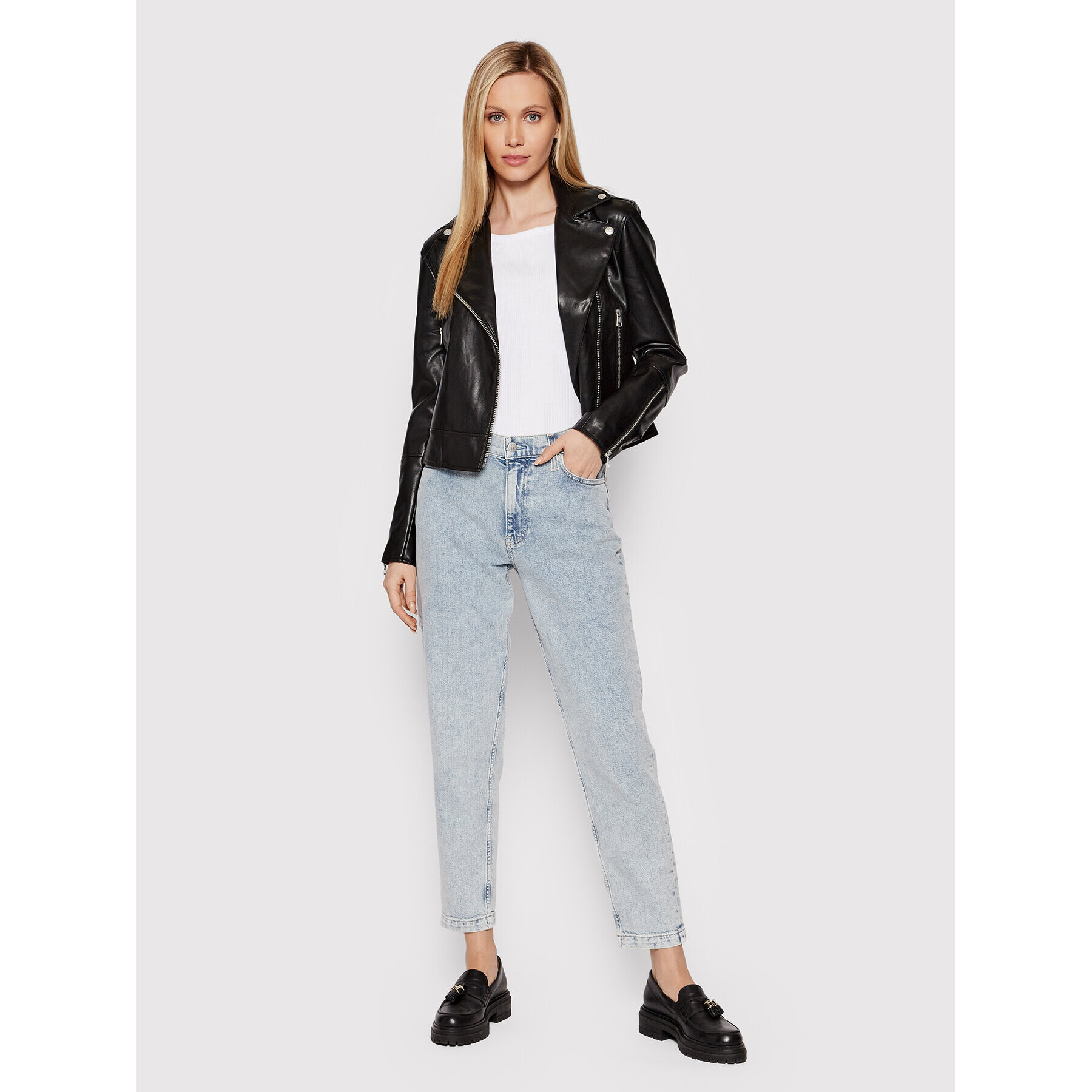 Calvin Klein Jeans Яке от имитация на кожа J20J217663 Черен Regular Fit - Pepit.bg