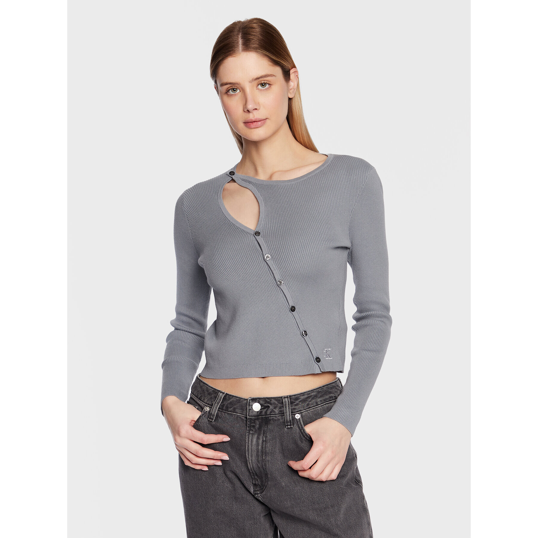 Calvin Klein Jeans Кардиган J20J220707 Сив Regular Fit - Pepit.bg