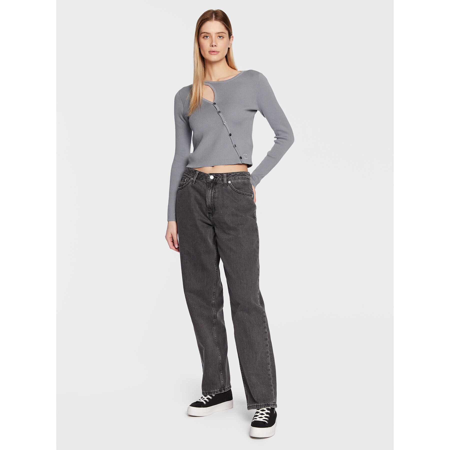 Calvin Klein Jeans Кардиган J20J220707 Сив Regular Fit - Pepit.bg