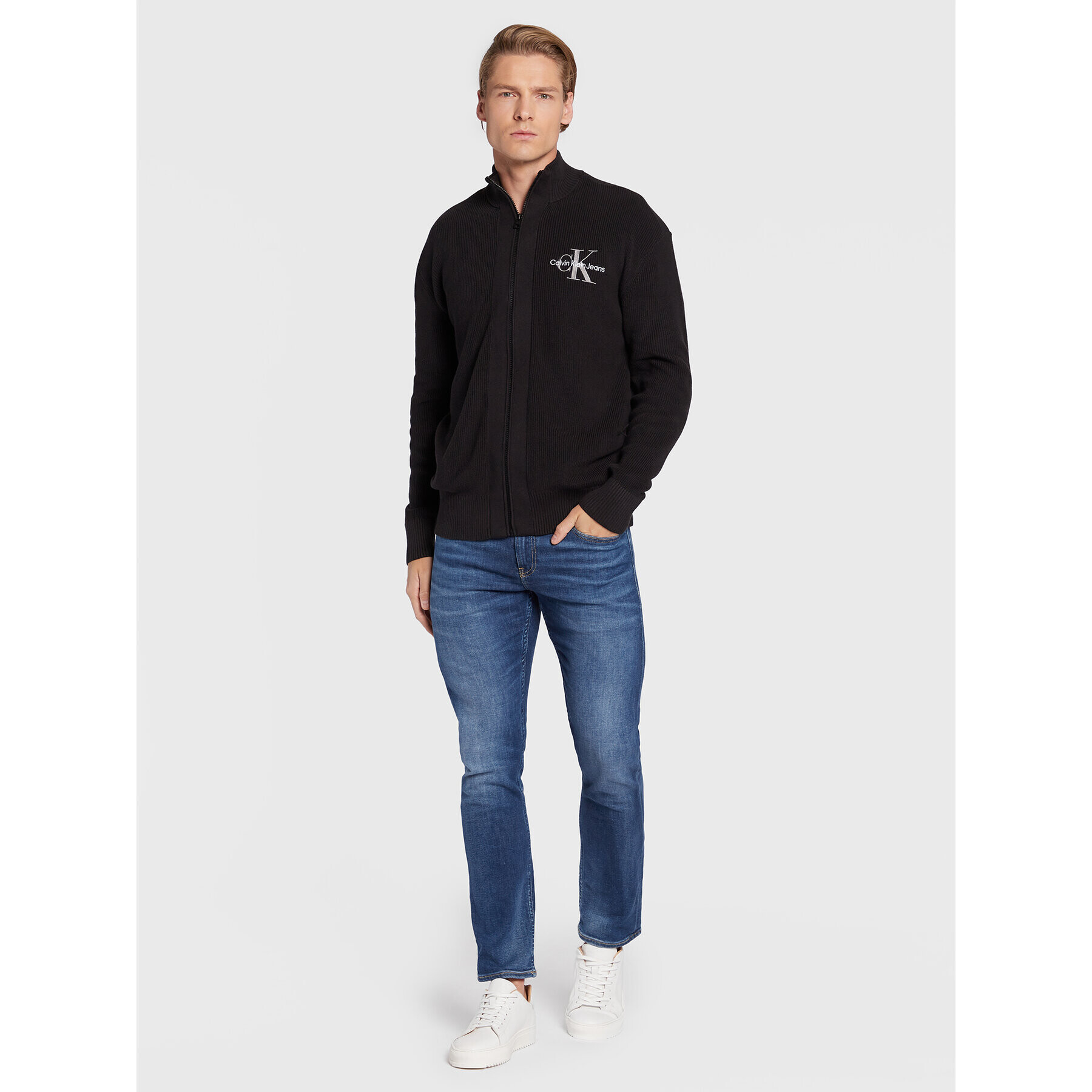 Calvin Klein Jeans Кардиган J30J321695 Черен Regular Fit - Pepit.bg