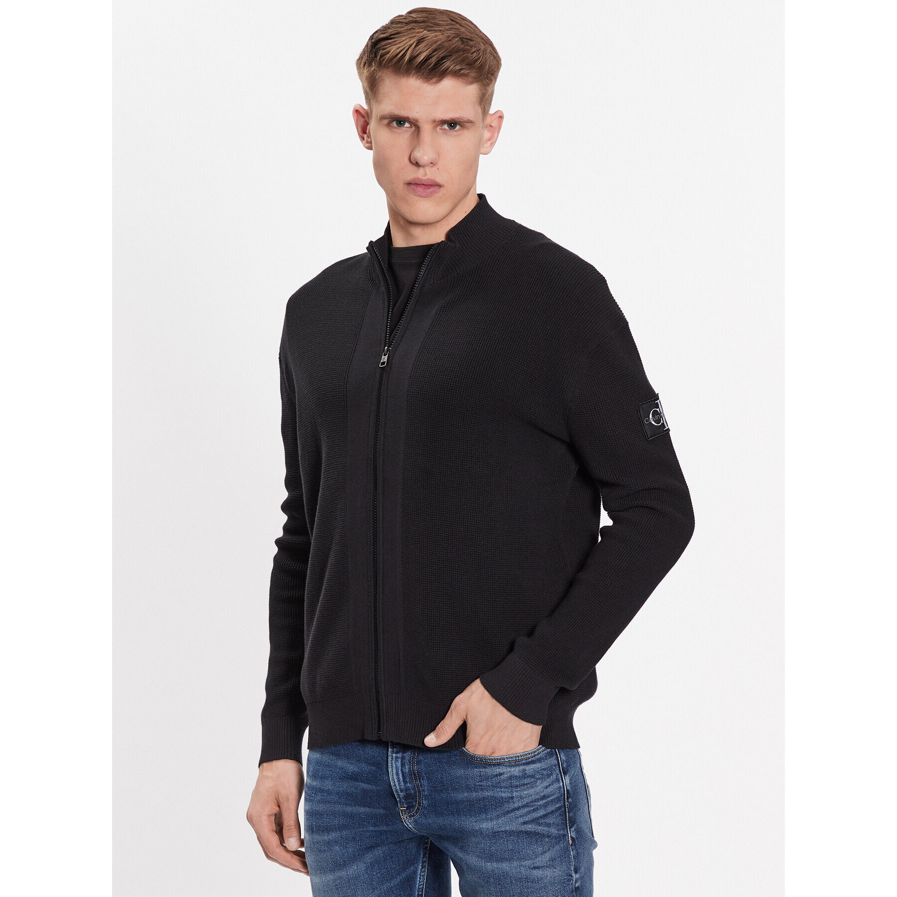 Calvin Klein Jeans Кардиган J30J323814 Черен Regular Fit - Pepit.bg