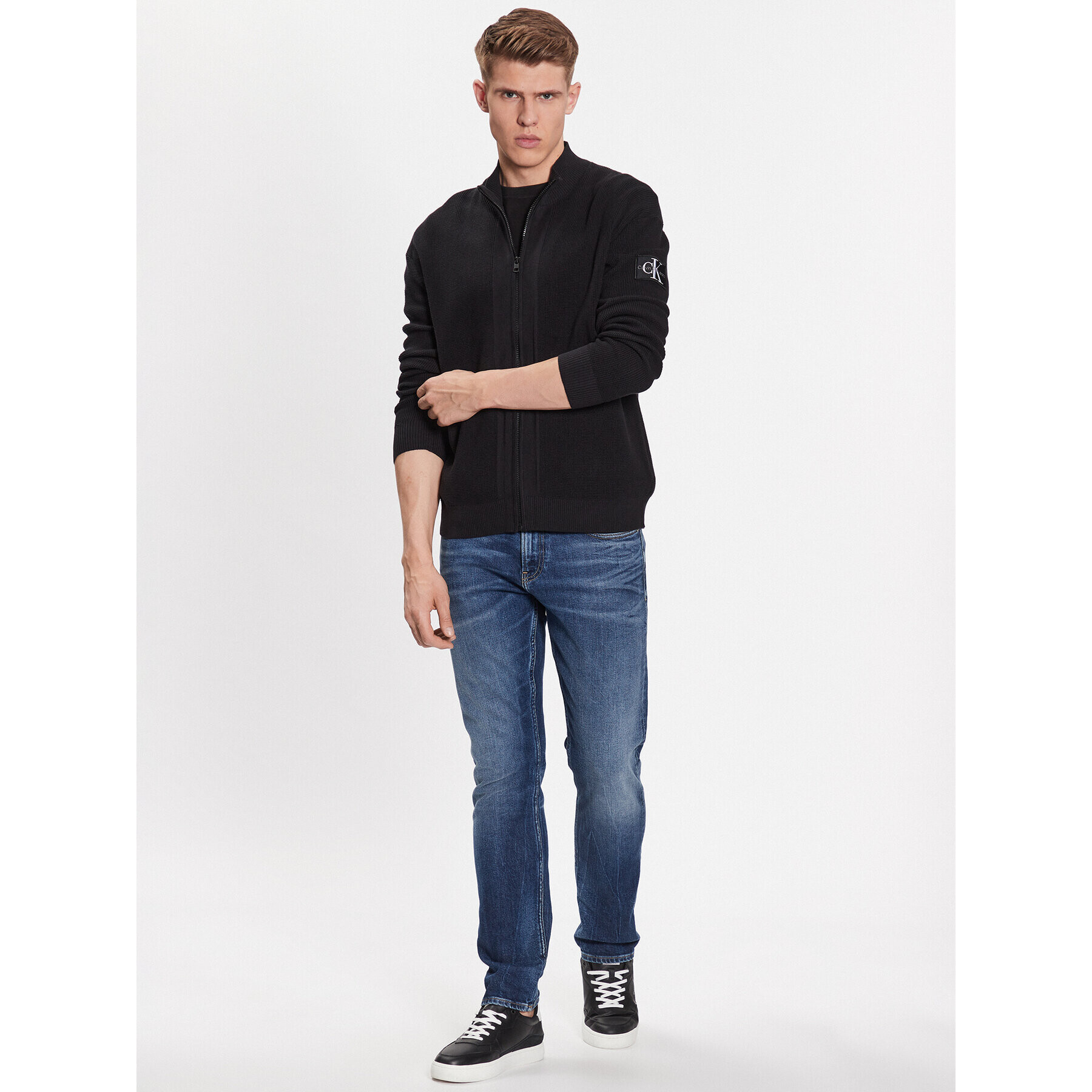 Calvin Klein Jeans Кардиган J30J323814 Черен Regular Fit - Pepit.bg