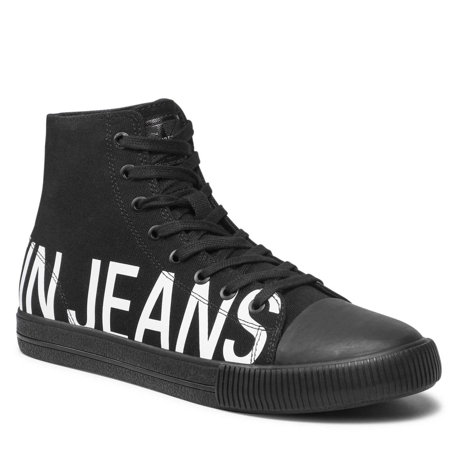 Calvin Klein Jeans Кецове Vulcanized Mid Sneaker Logo YM0YM00276 Черен - Pepit.bg