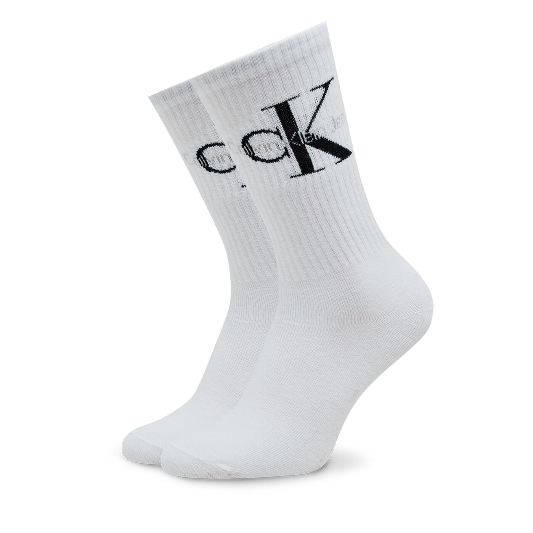 Calvin Klein Jeans Комплект 2 чифта дълги чорапи дамски Sock 2P Scatter 701224133 Бял - Pepit.bg