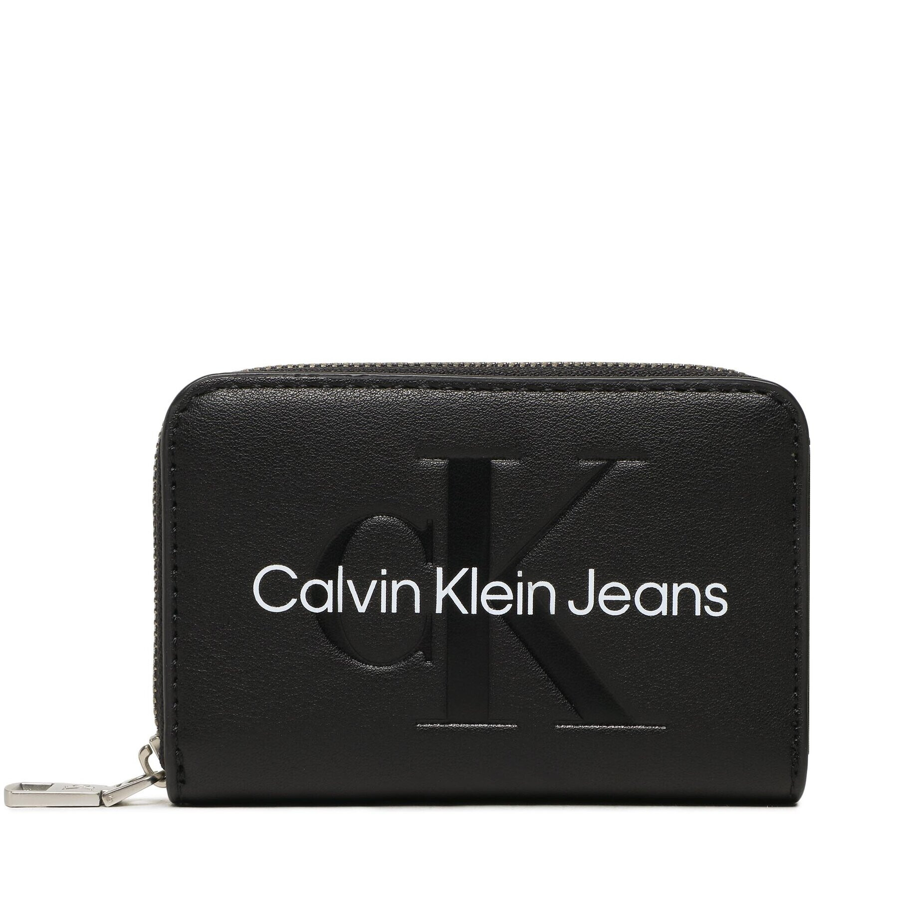 Calvin Klein Jeans Малък дамски портфейл Sculpted Med Zip Around K60K610405 Черен - Pepit.bg