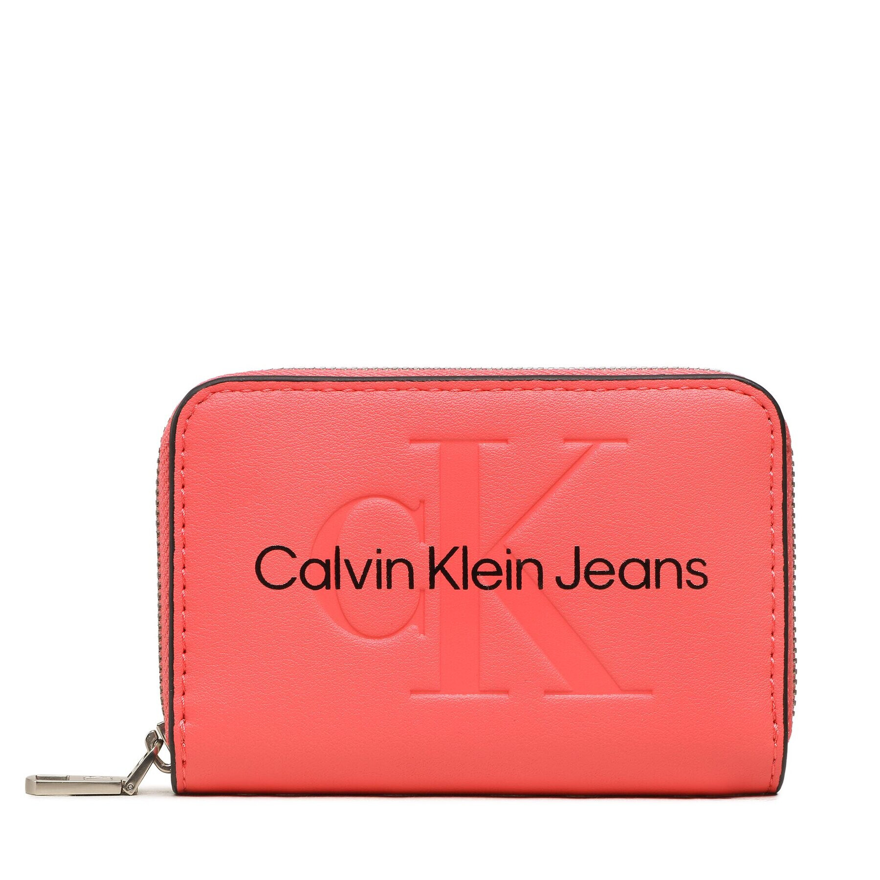 Calvin Klein Jeans Малък дамски портфейл Sculpted Med Zip Around Mono K60K607229 Коралов - Pepit.bg