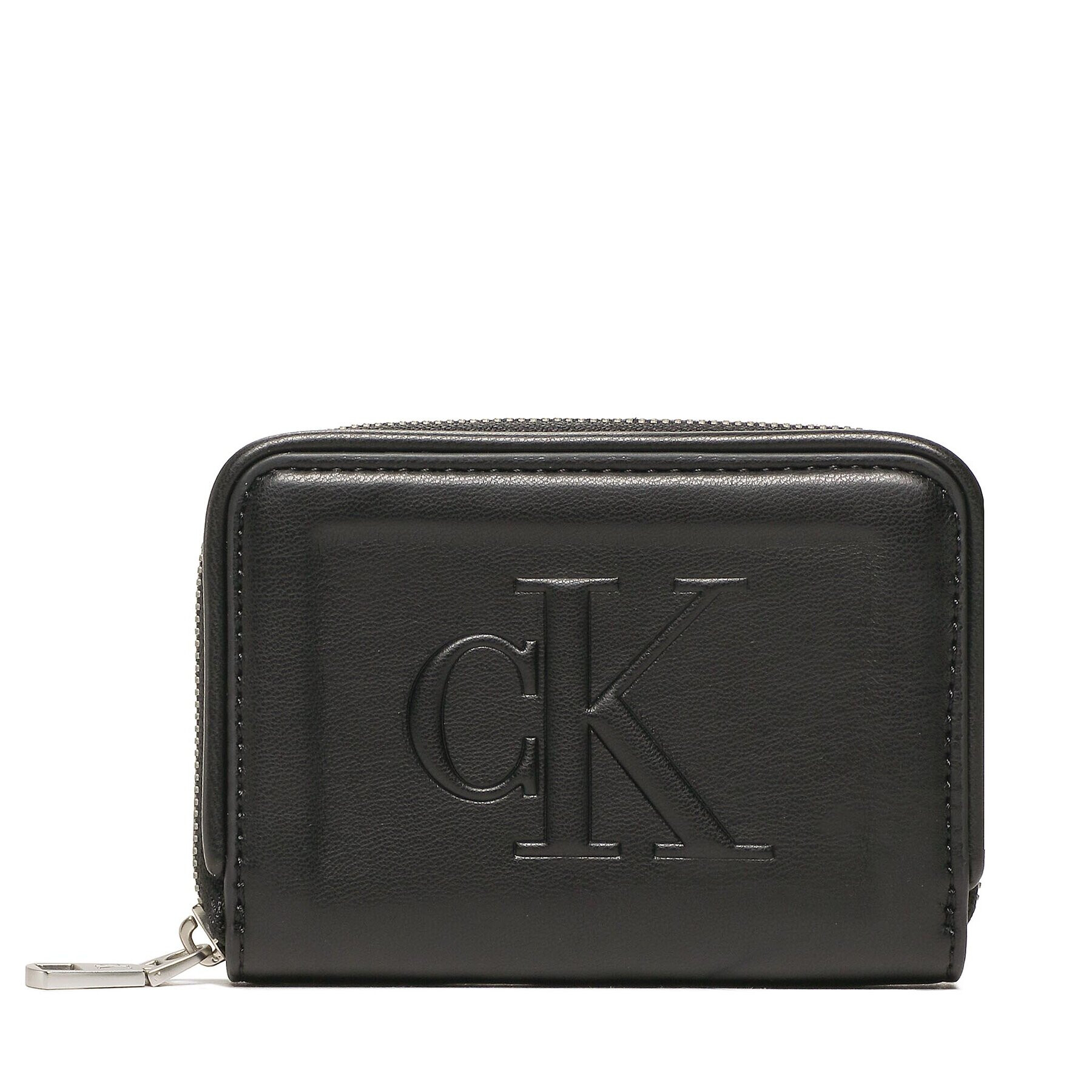 Calvin Klein Jeans Малък дамски портфейл Sculpted Med Zip Around Pipping K60K610353 Черен - Pepit.bg