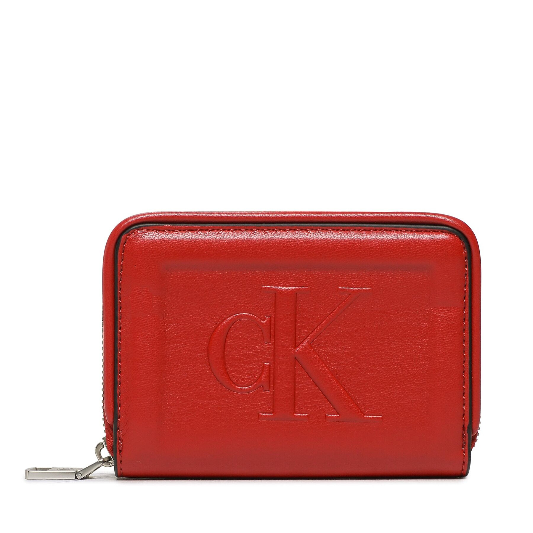 Calvin Klein Jeans Малък дамски портфейл Sculpted Med Zip Around Pipping K60K610353 Червен - Pepit.bg