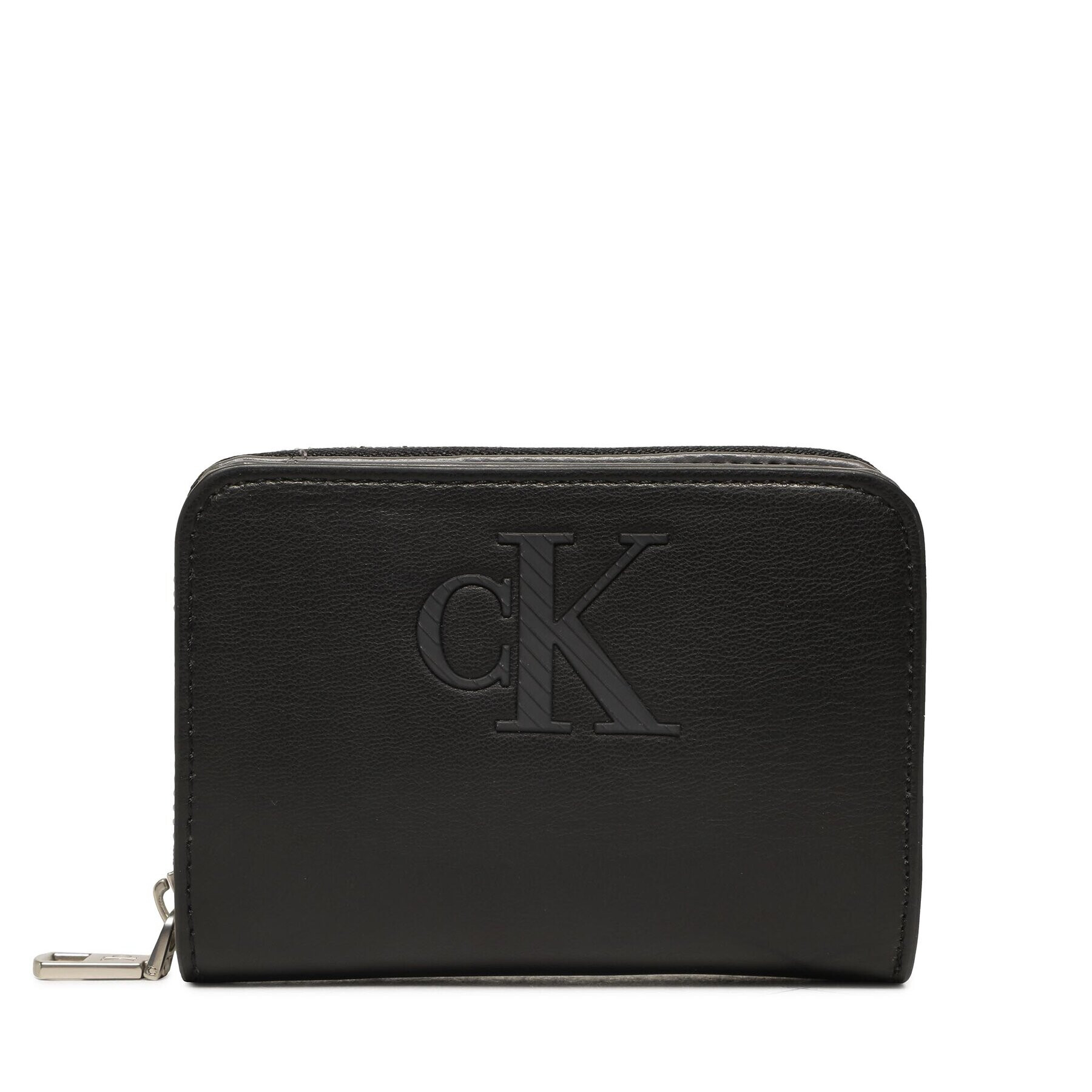 Calvin Klein Jeans Малък дамски портфейл Sleek Med Zip Around Solid K60K610354 Черен - Pepit.bg