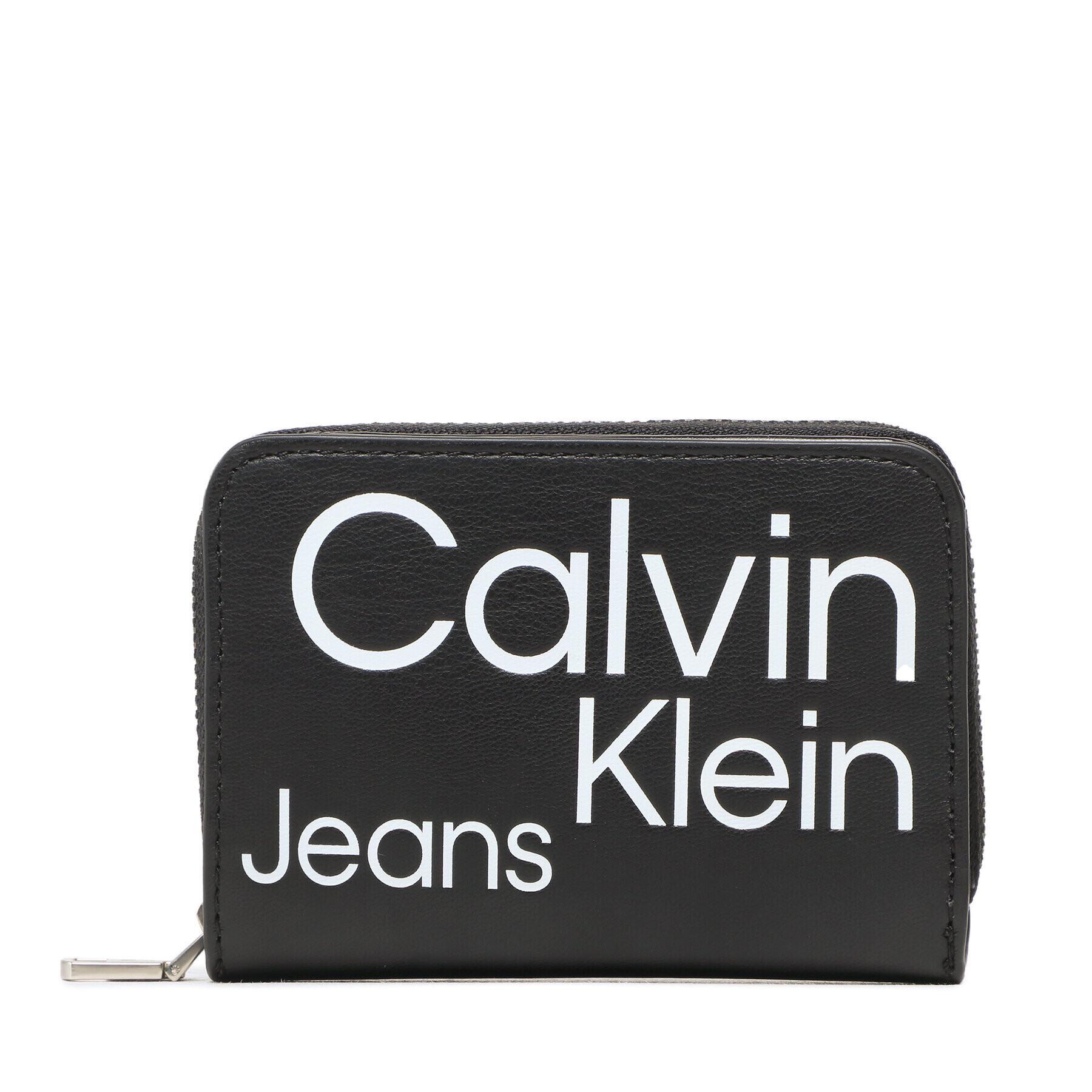 Calvin Klein Jeans Малък дамски портфейл Sleek Med Zip W/Flap Aop K60K610100 Черен - Pepit.bg