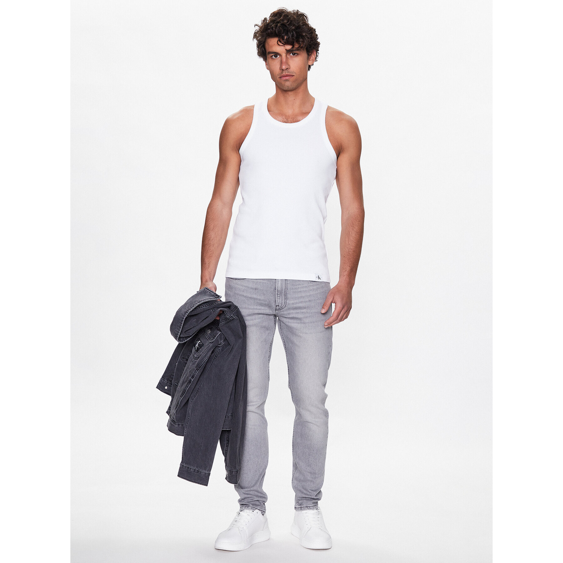 Calvin Klein Jeans Мъжки топ J30J322846 Бял Regular Fit - Pepit.bg