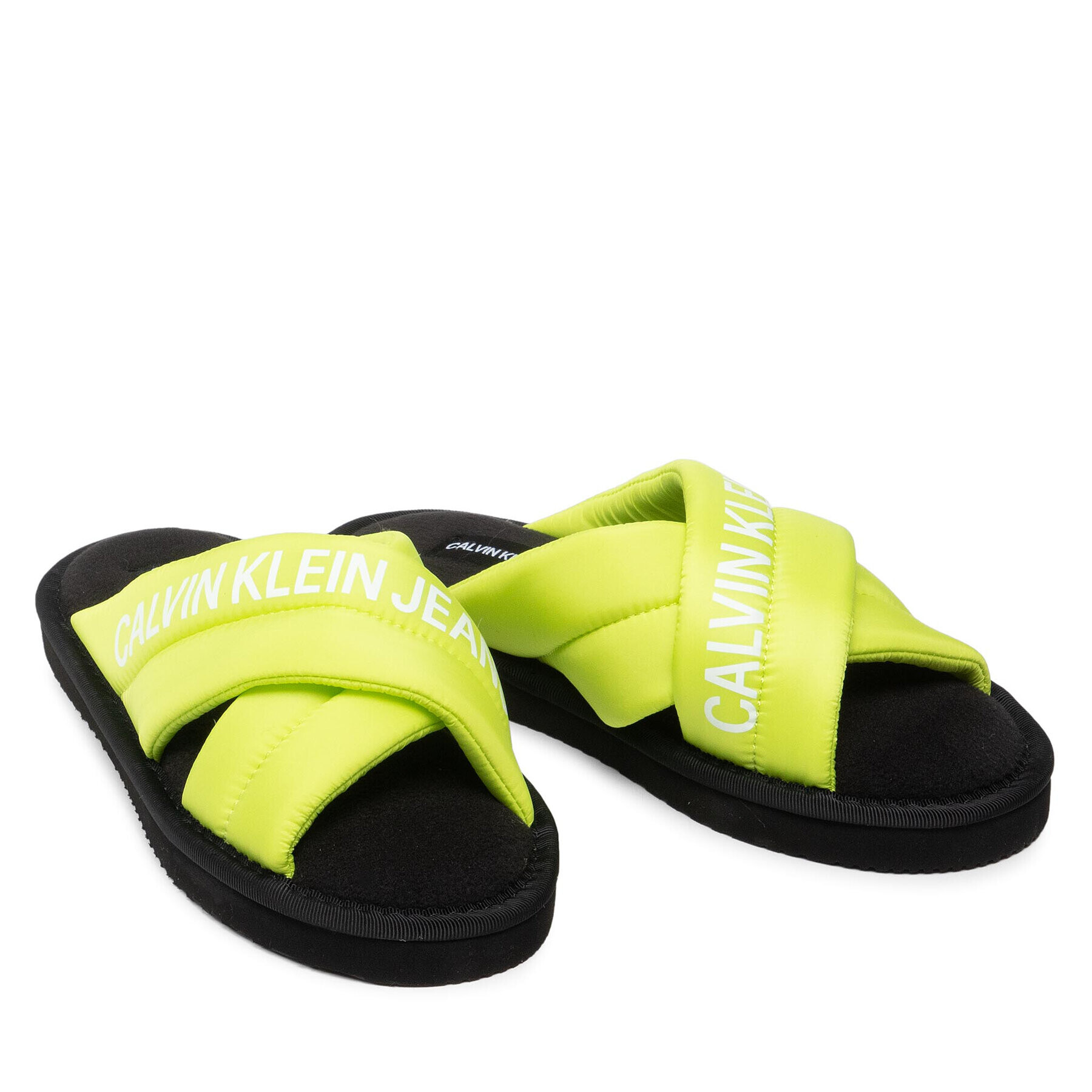 Calvin Klein Jeans Пантофи Home Criss Cross Slipper YW0YW00477 Зелен - Pepit.bg