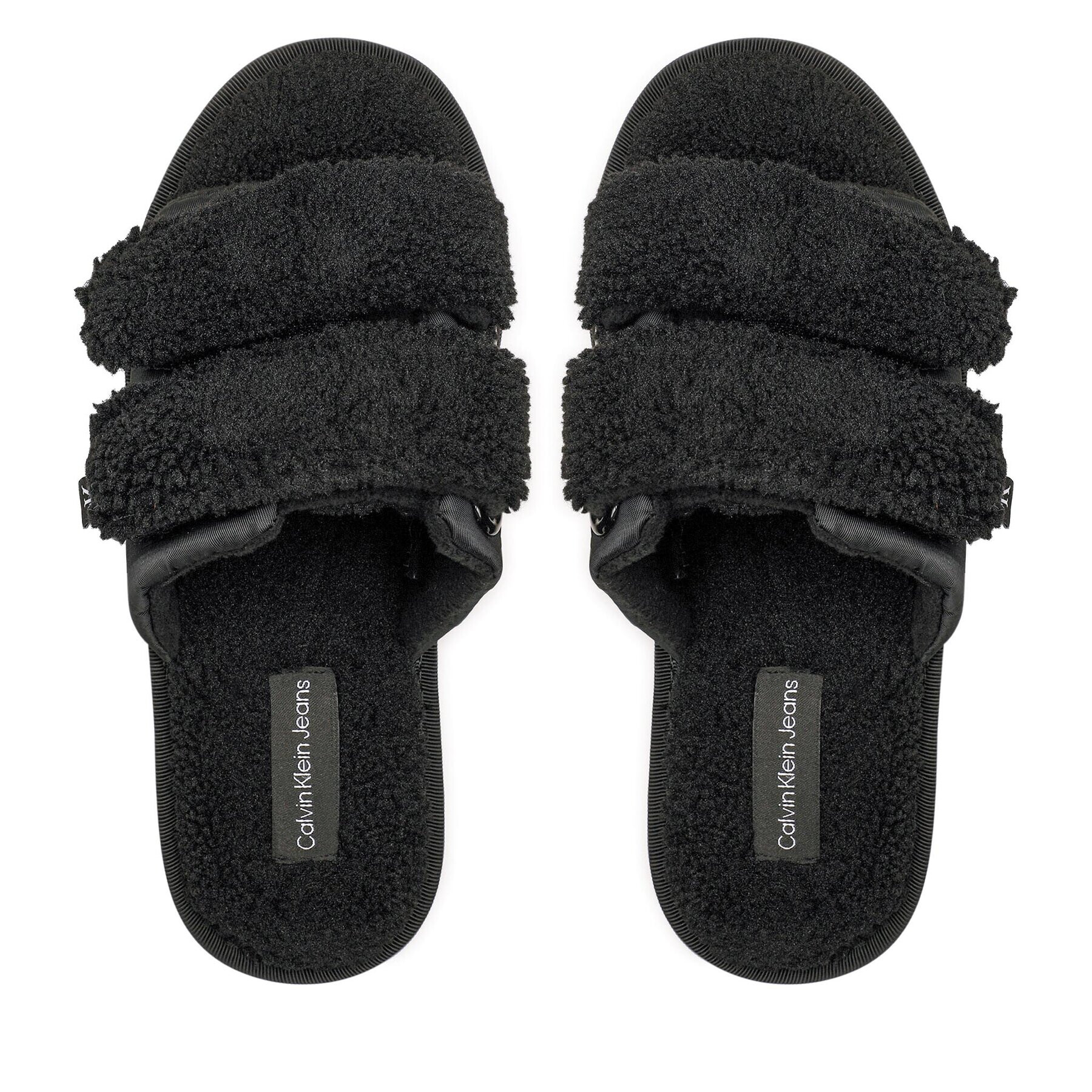 Calvin Klein Jeans Пантофи Home Slide Velcro Sherarlng YW0YW00861 Черен - Pepit.bg