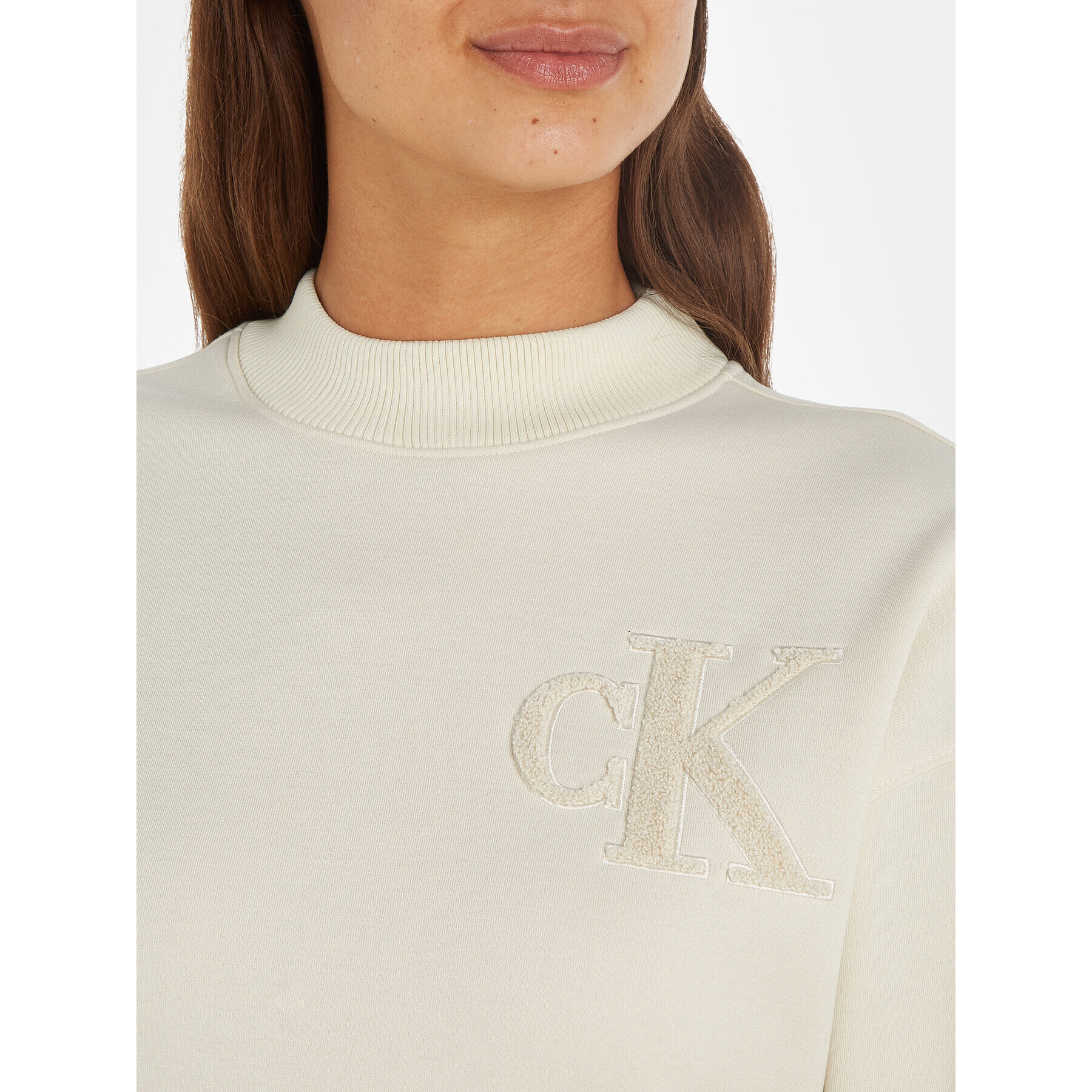 Calvin Klein Jeans Ежедневна рокля Chenille J20J221637 Екрю Regular Fit - Pepit.bg