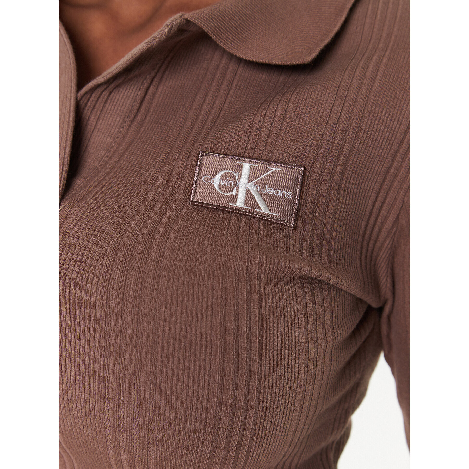 Calvin Klein Jeans Плетена рокля J20J220352 Кафяв Regular Fit - Pepit.bg