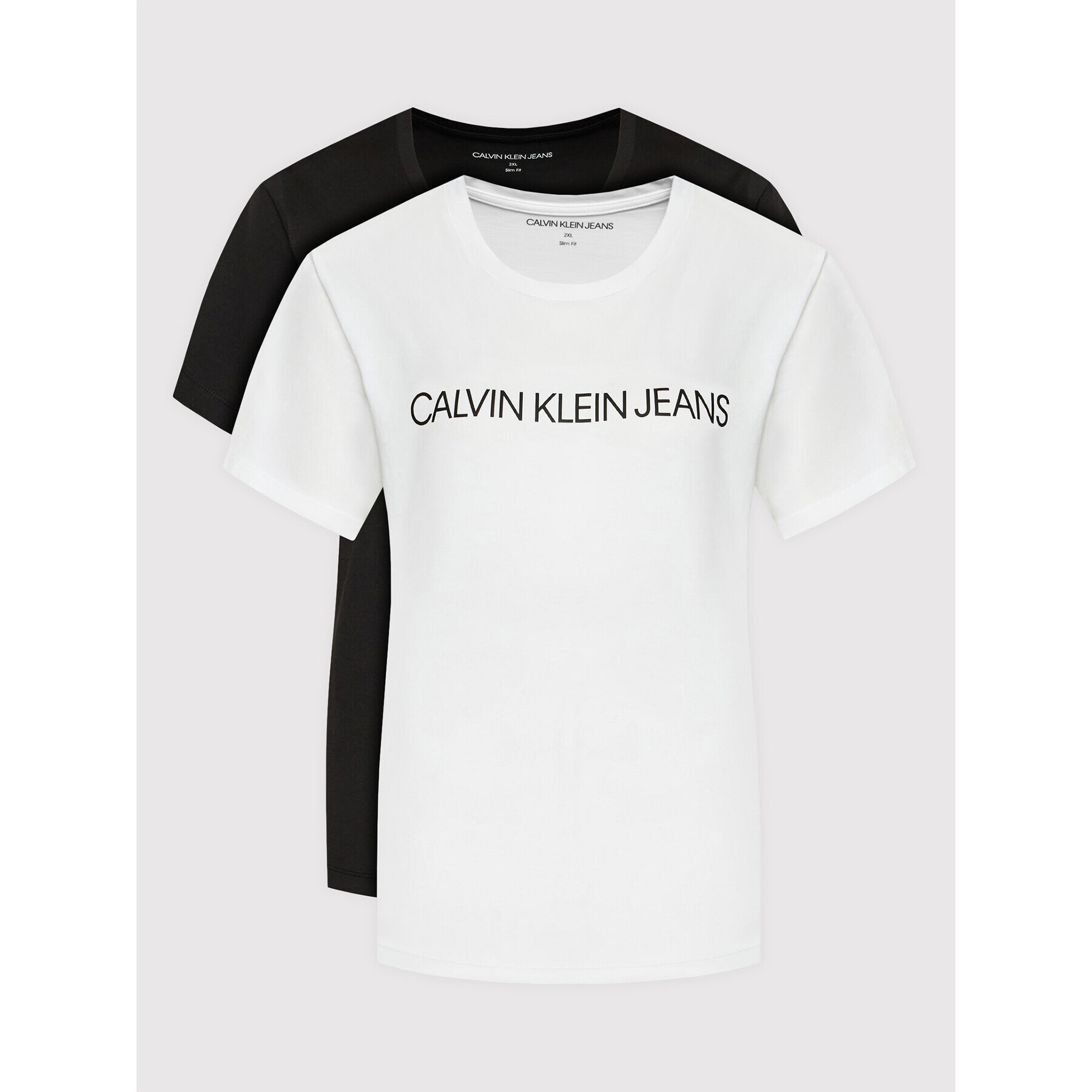 Calvin Klein Jeans Plus Комплект 2 тишъртки J20J217516 Бял Slim Fit - Pepit.bg