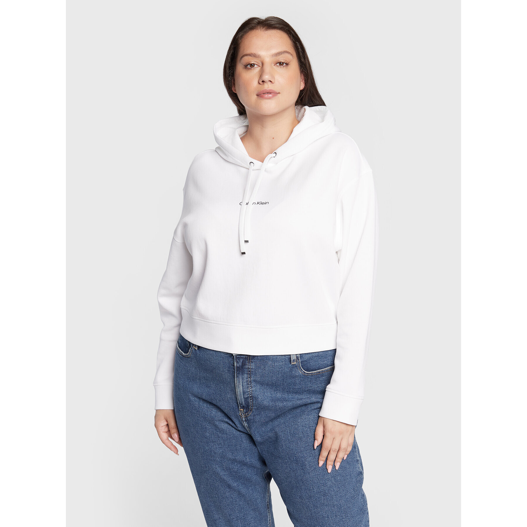 Calvin Klein Jeans Plus Суитшърт Inclusive Micro K20K204382 Бял Regular Fit - Pepit.bg