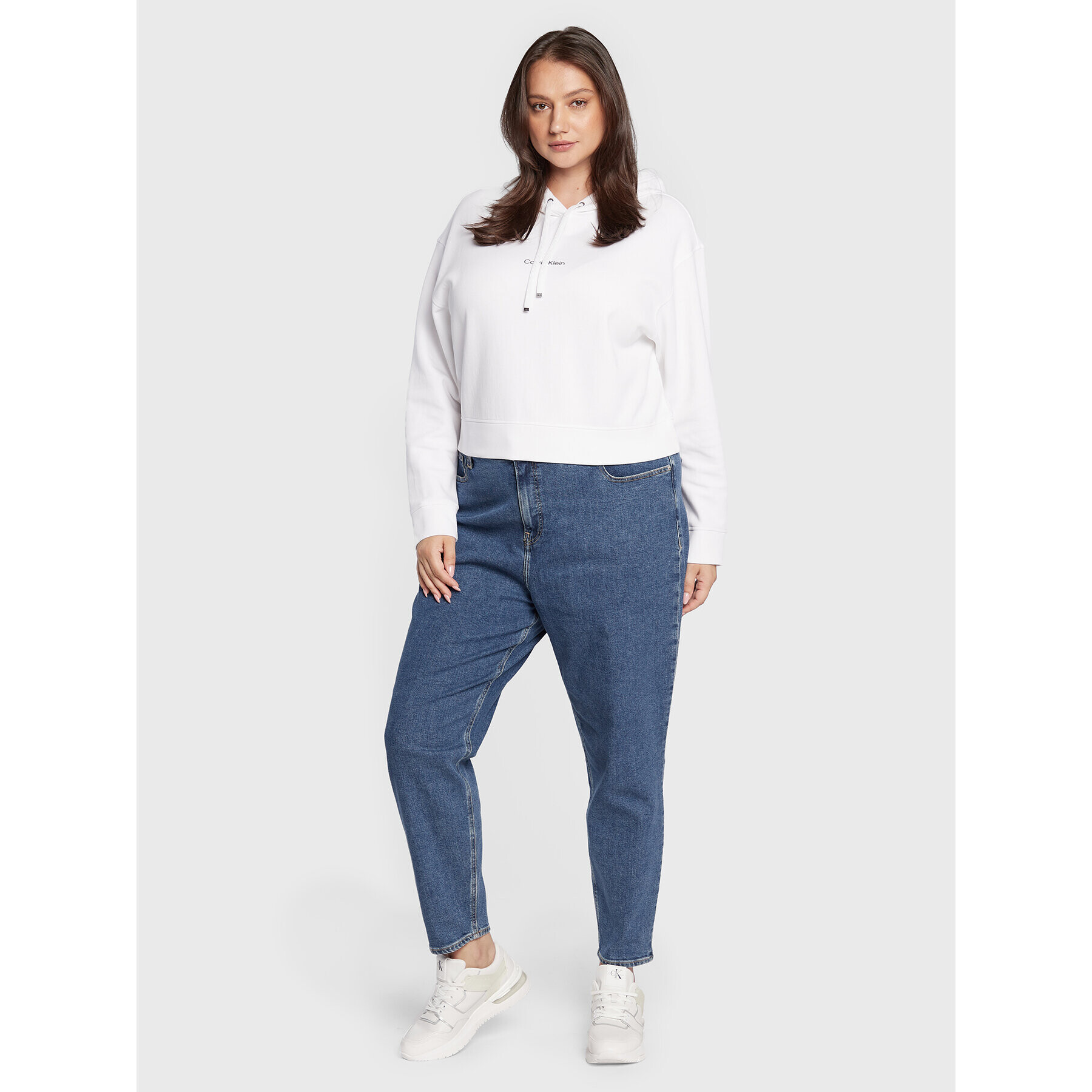 Calvin Klein Jeans Plus Суитшърт Inclusive Micro K20K204382 Бял Regular Fit - Pepit.bg