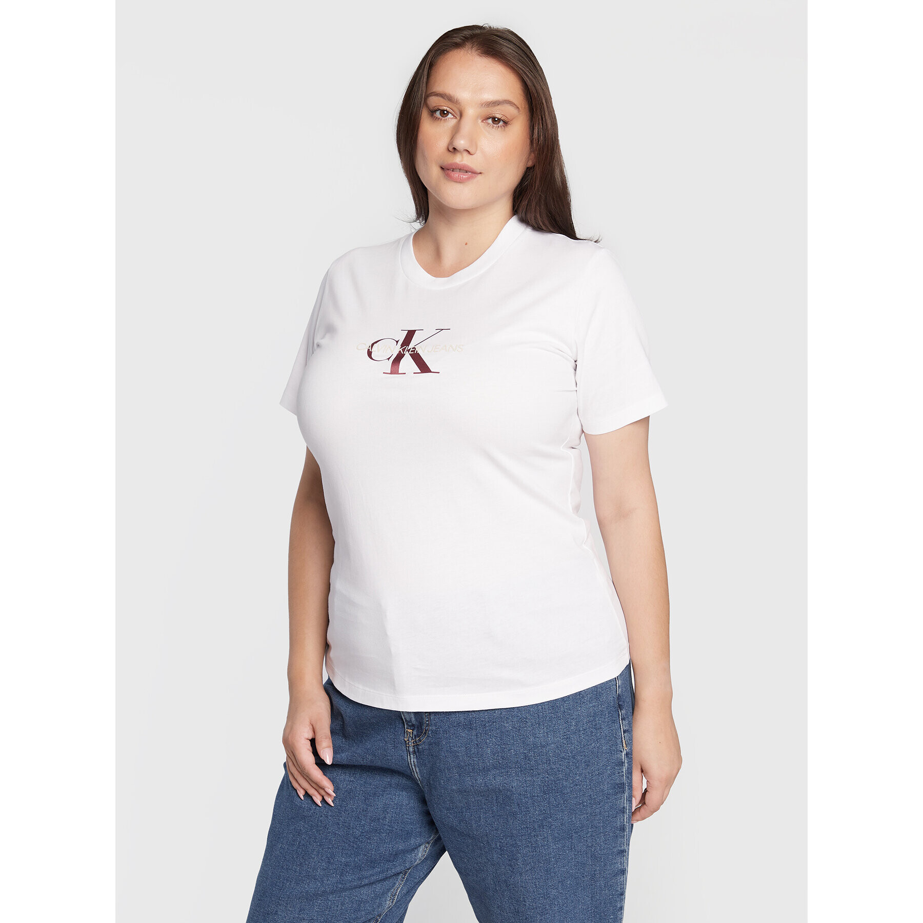 Calvin Klein Jeans Plus Тишърт J20J217518 Бял Regular Fit - Pepit.bg