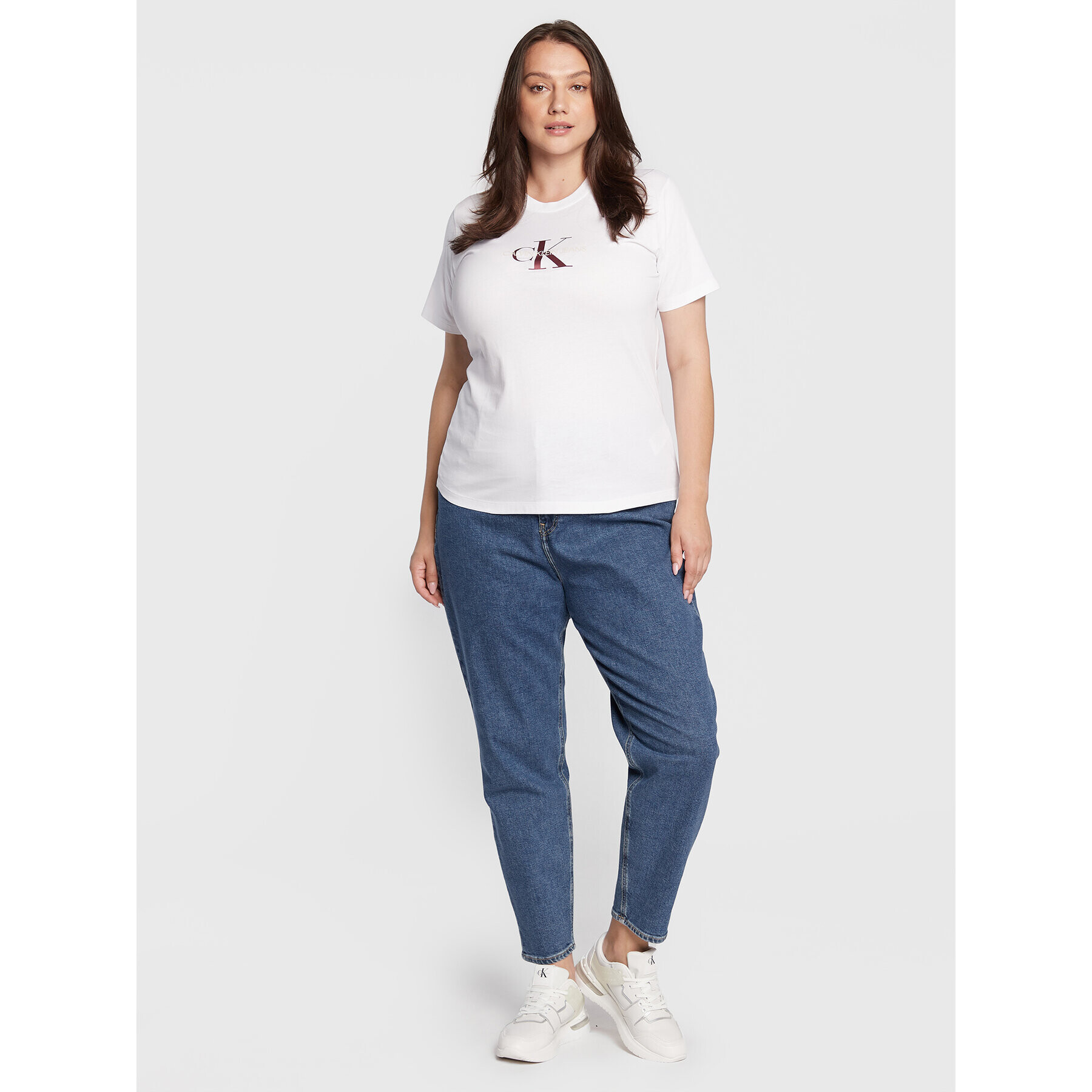 Calvin Klein Jeans Plus Тишърт J20J217518 Бял Regular Fit - Pepit.bg