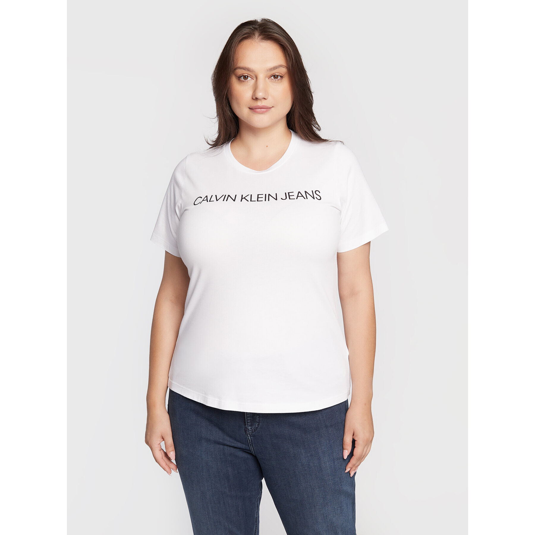 Calvin Klein Jeans Plus Тишърт J20J217531 Бял Regular Fit - Pepit.bg