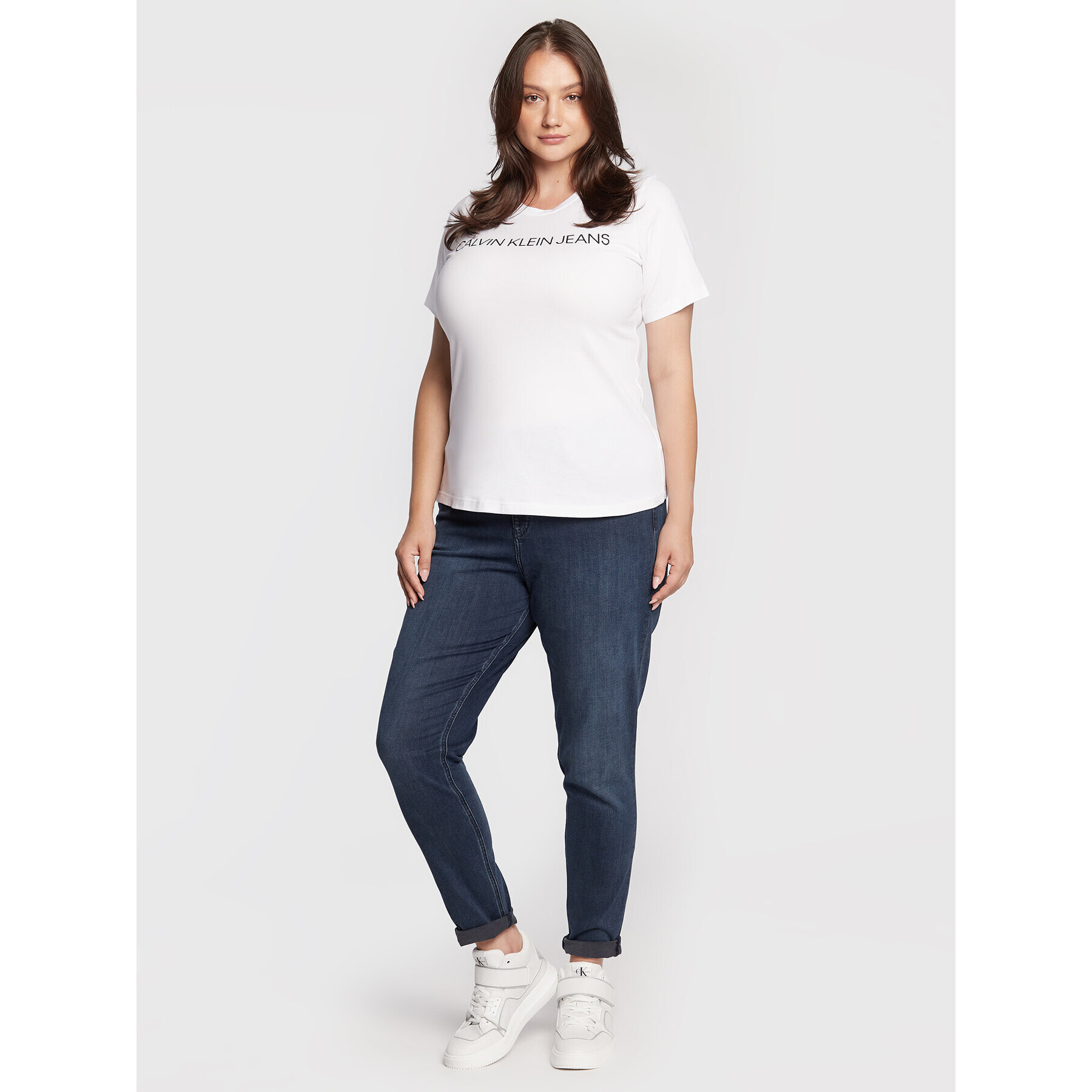 Calvin Klein Jeans Plus Тишърт J20J217531 Бял Regular Fit - Pepit.bg