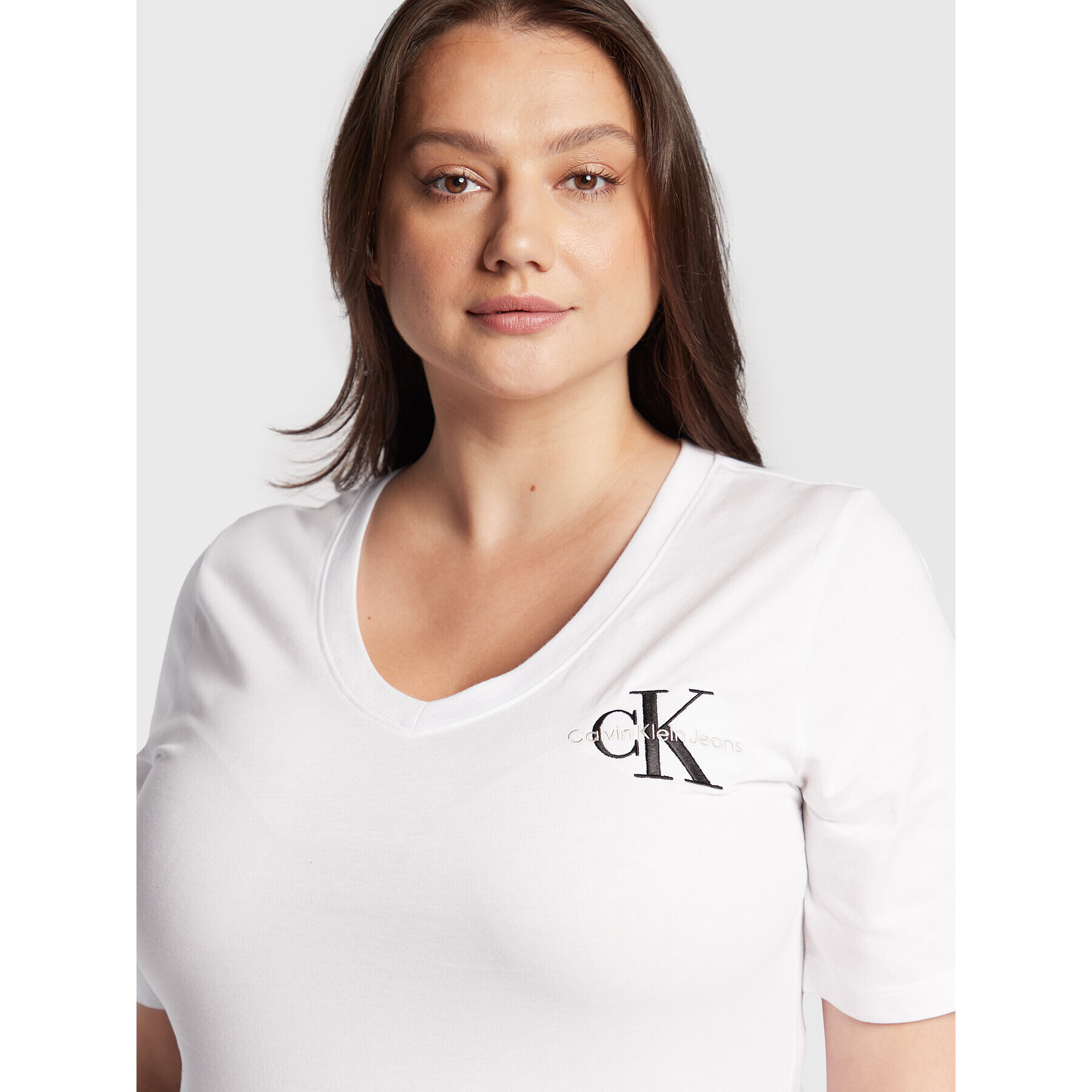 Calvin Klein Jeans Plus Тишърт J20J219720 Бял Regular Fit - Pepit.bg