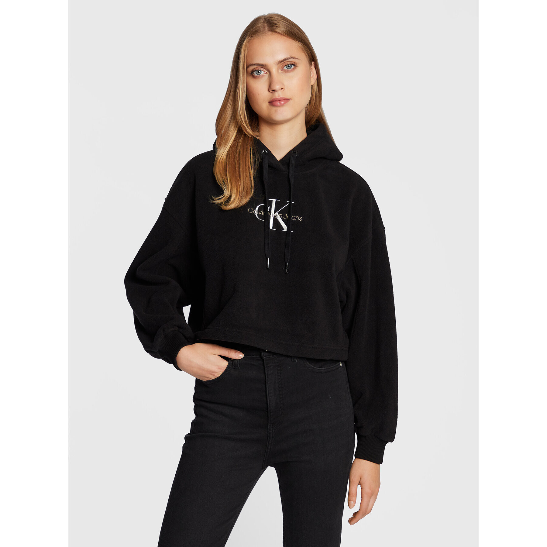 Calvin Klein Jeans Полар J20J219762 Черен Relaxed Fit - Pepit.bg