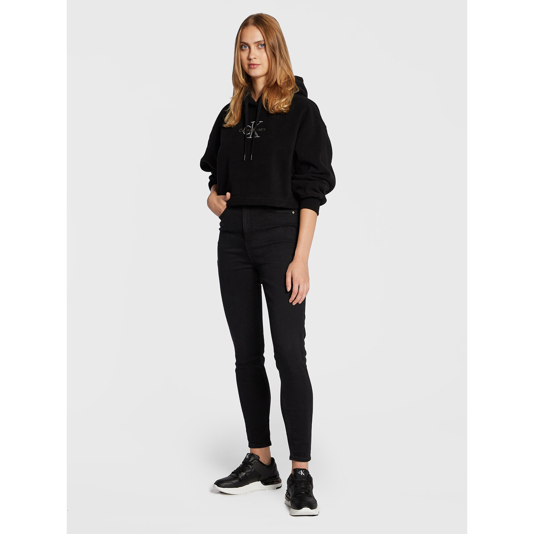 Calvin Klein Jeans Полар J20J219762 Черен Relaxed Fit - Pepit.bg