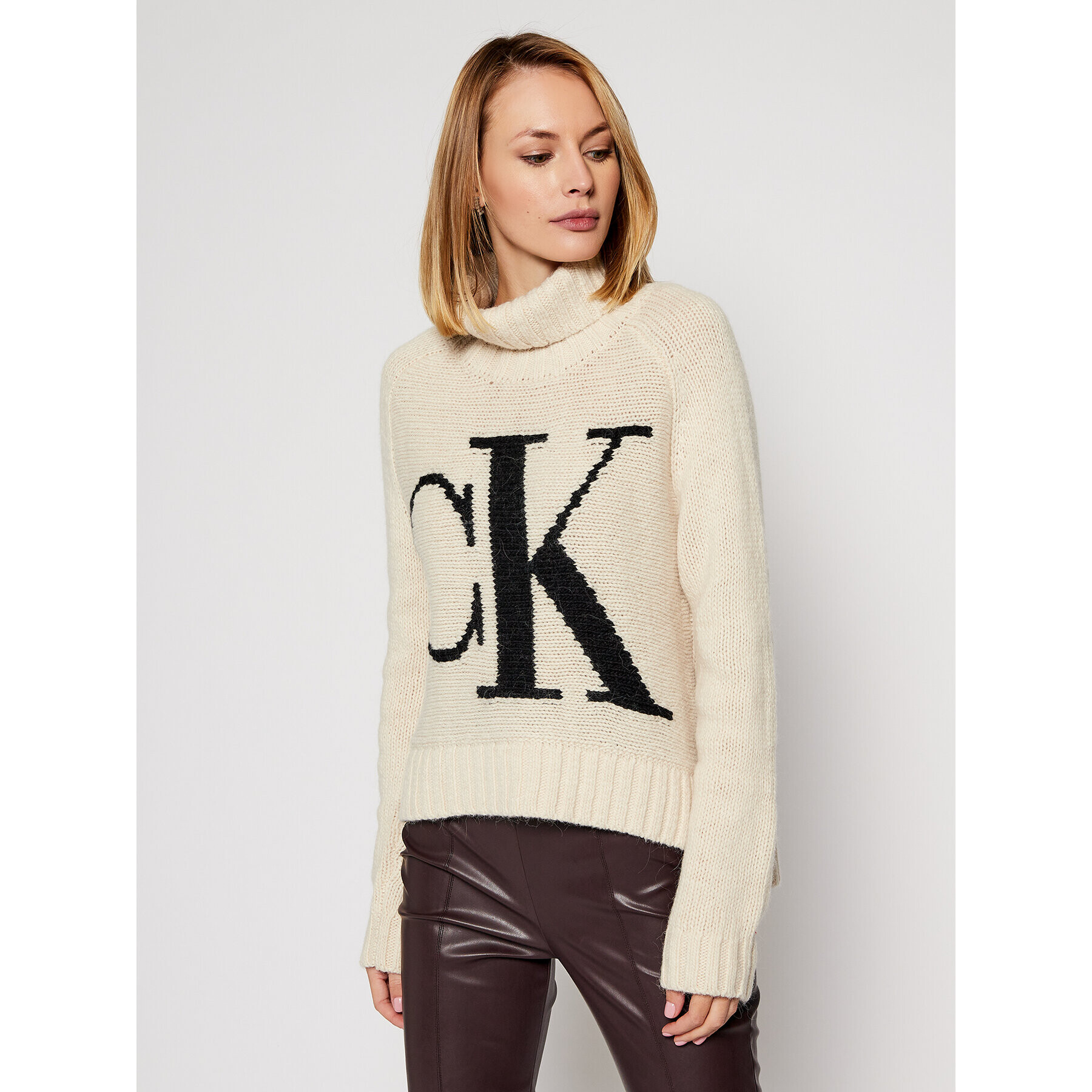 Calvin Klein Jeans Поло J20J214831 Бежов Regular Fit - Pepit.bg