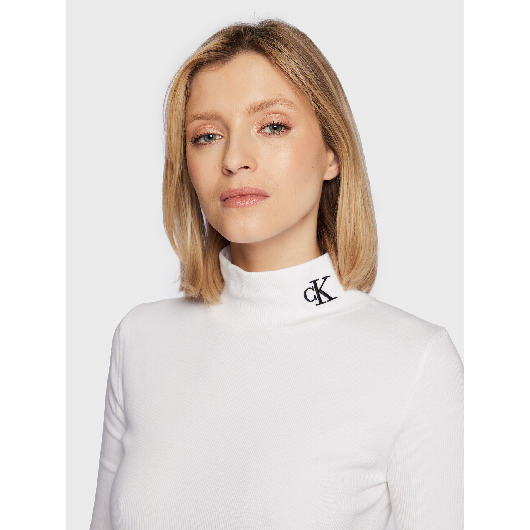 Calvin Klein Jeans Поло J20J219892 Бял Slim Fit - Pepit.bg