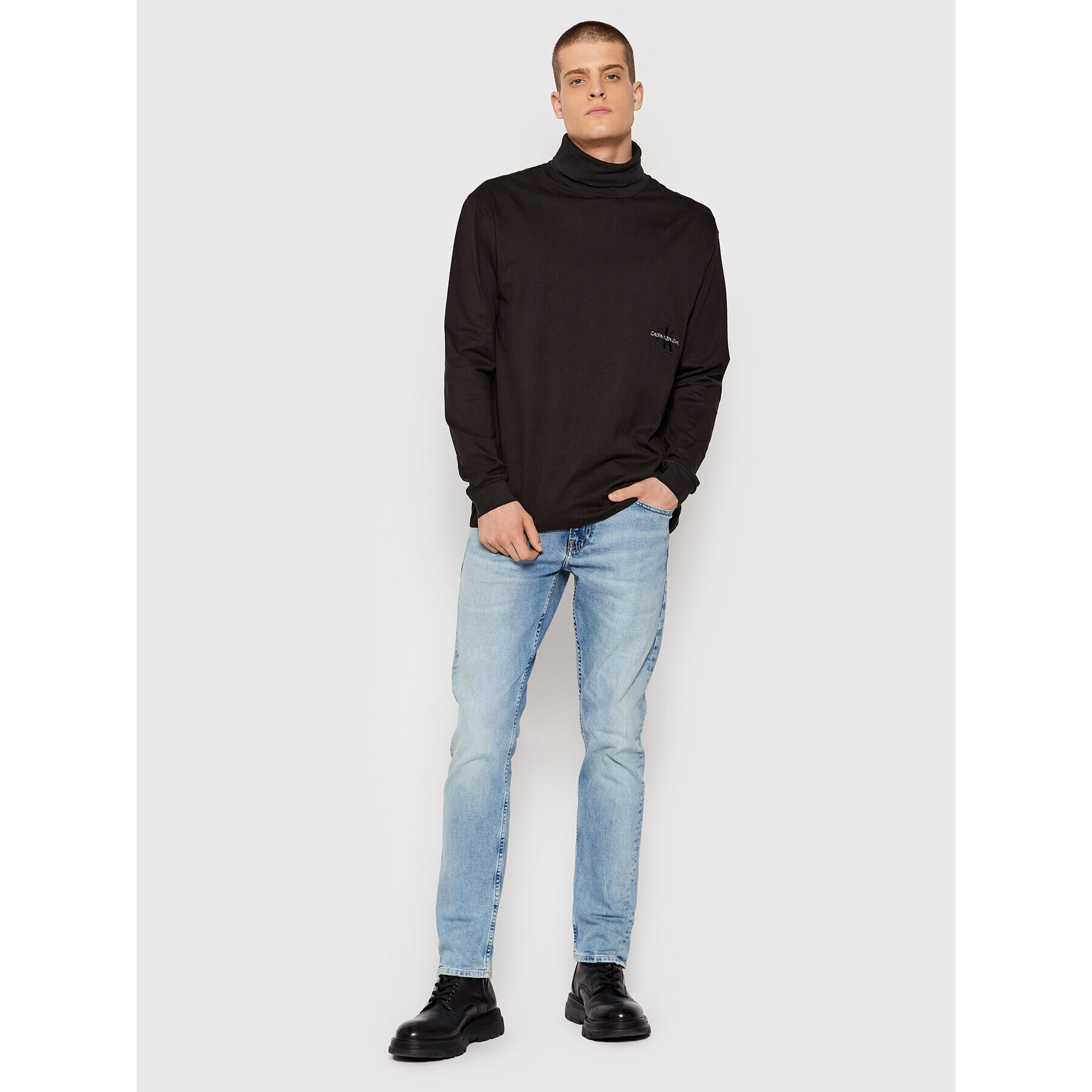 Calvin Klein Jeans Поло J30J318644 Черен Regular Fit - Pepit.bg