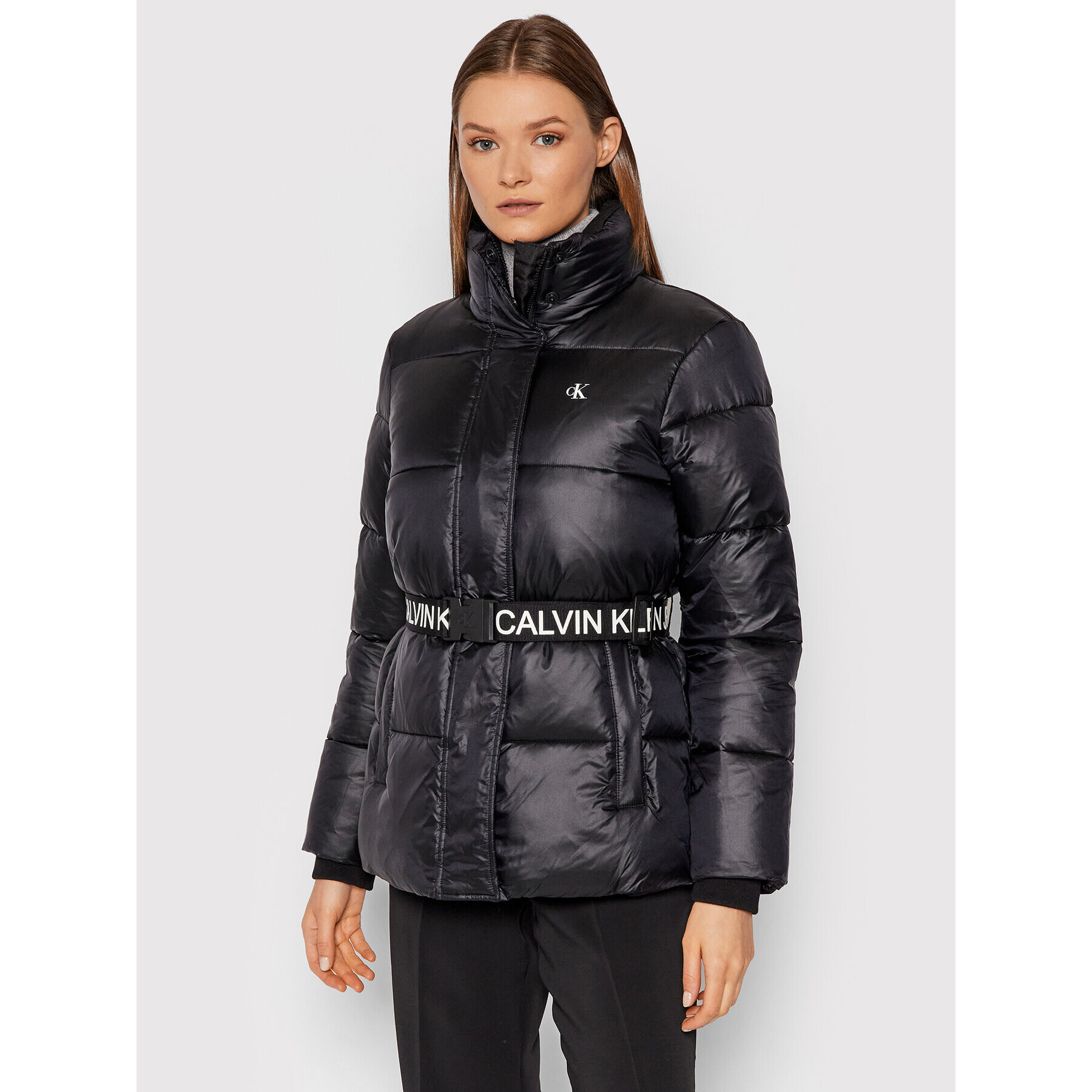 Calvin Klein Jeans Пухено яке J20J216859 Черен Regular Fit - Pepit.bg