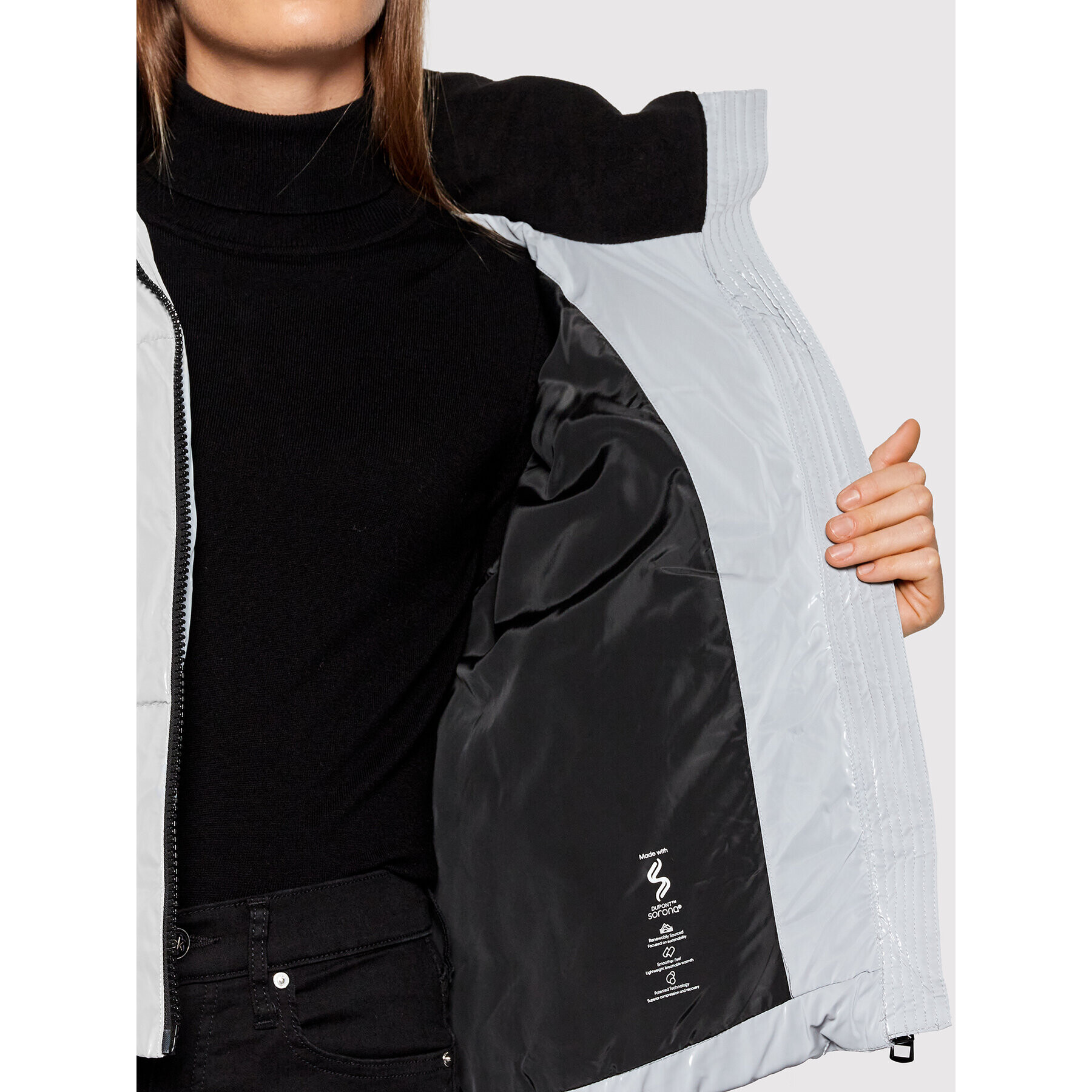 Calvin Klein Jeans Пухено яке J20J217426 Сив Oversize - Pepit.bg