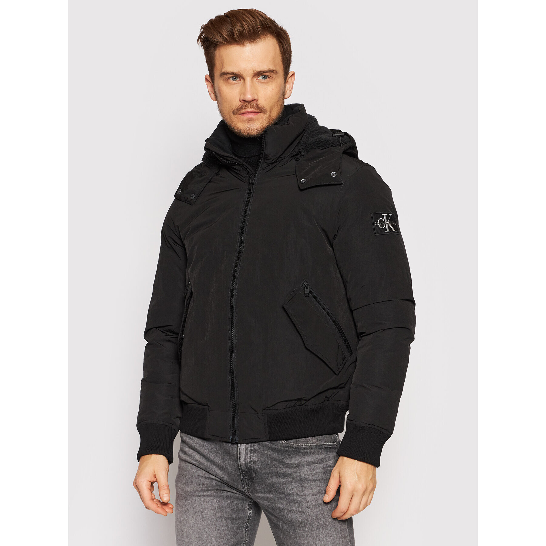 Calvin Klein Jeans Зимно яке Sherpa J30J318652 Черен Regular Fit - Pepit.bg