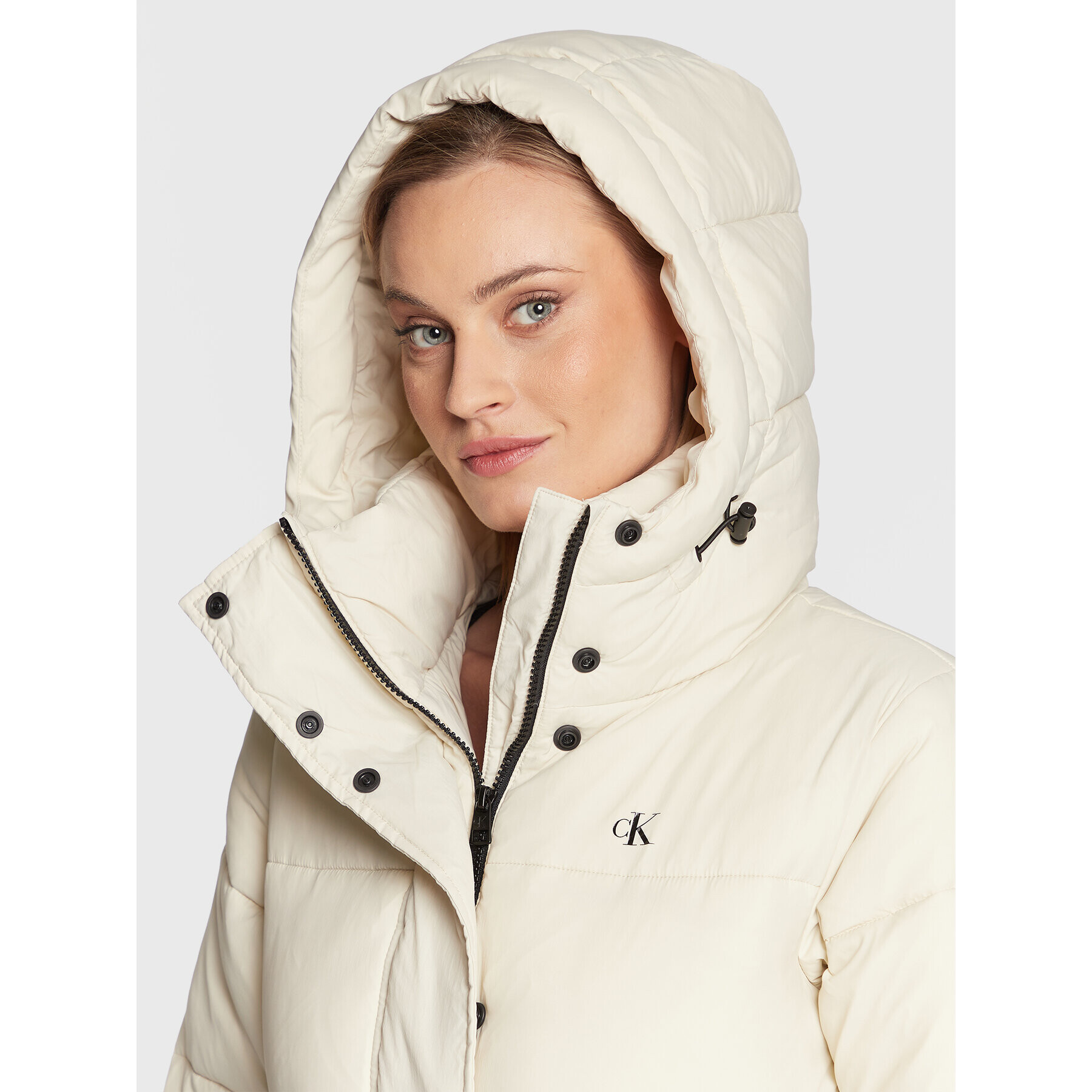 Calvin Klein Jeans Пухено яке J20J219829 Екрю Regular Fit - Pepit.bg