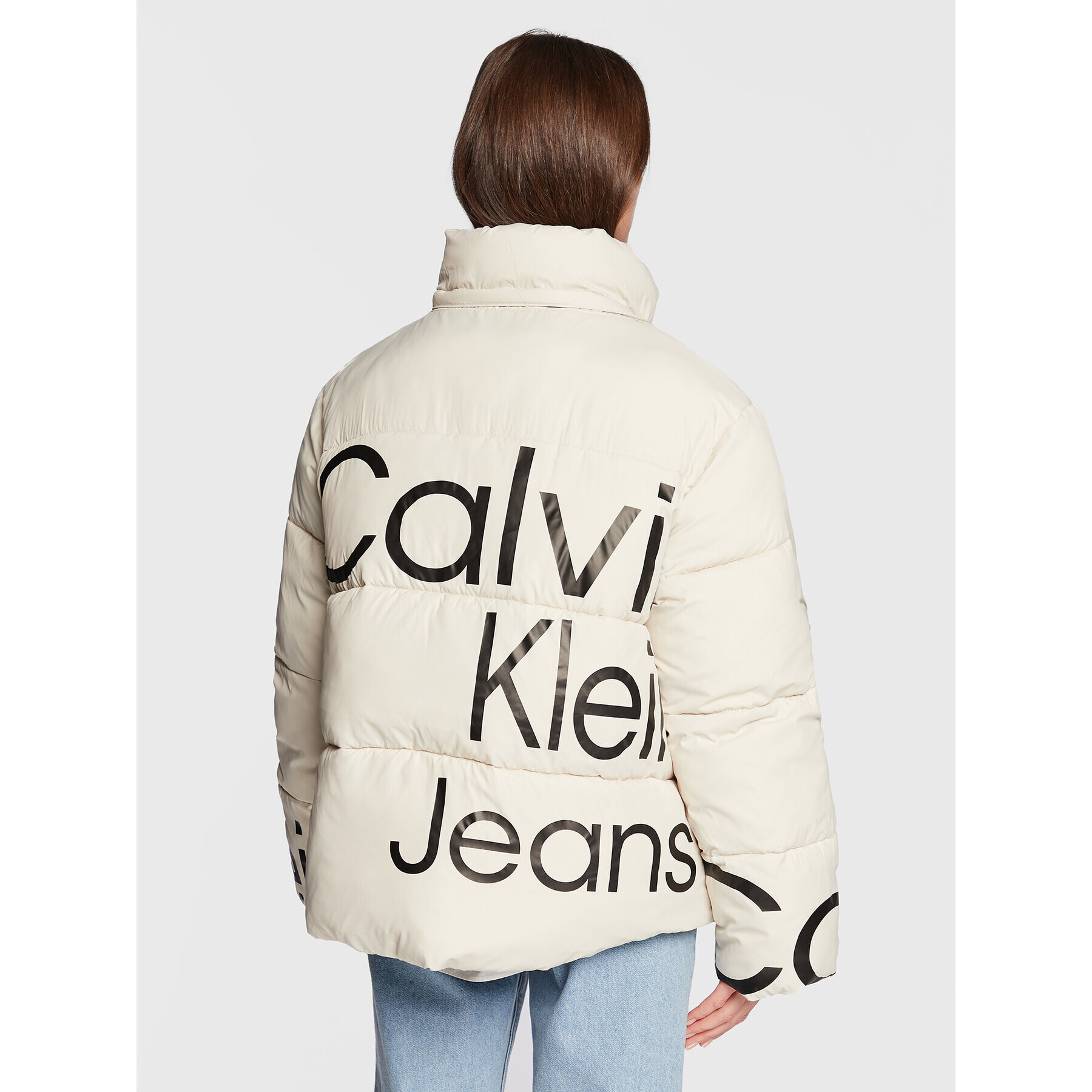 Calvin Klein Jeans Пухено яке J20J219835 Екрю Regular Fit - Pepit.bg