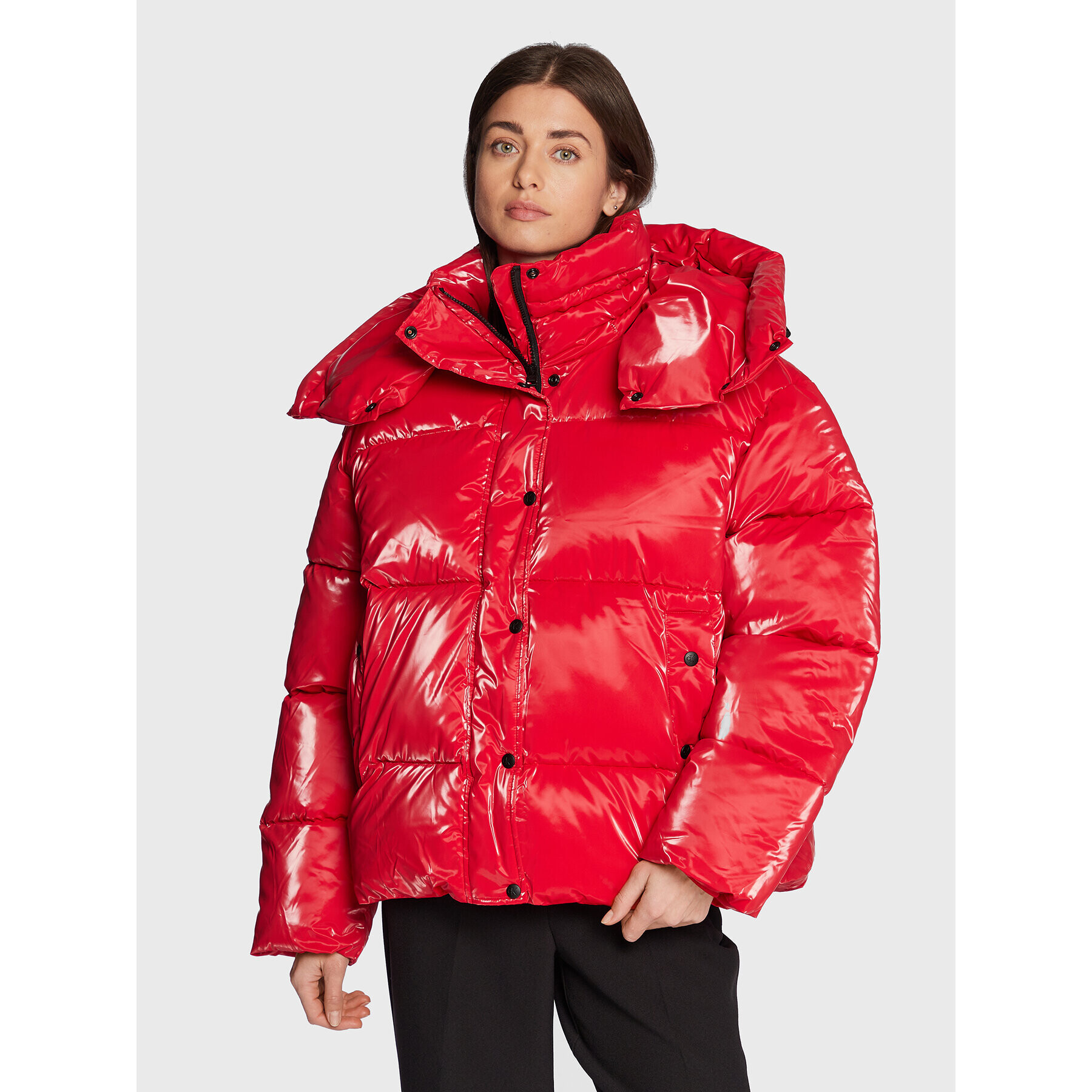Calvin Klein Jeans Пухено яке J20J219838 Червен Oversize - Pepit.bg