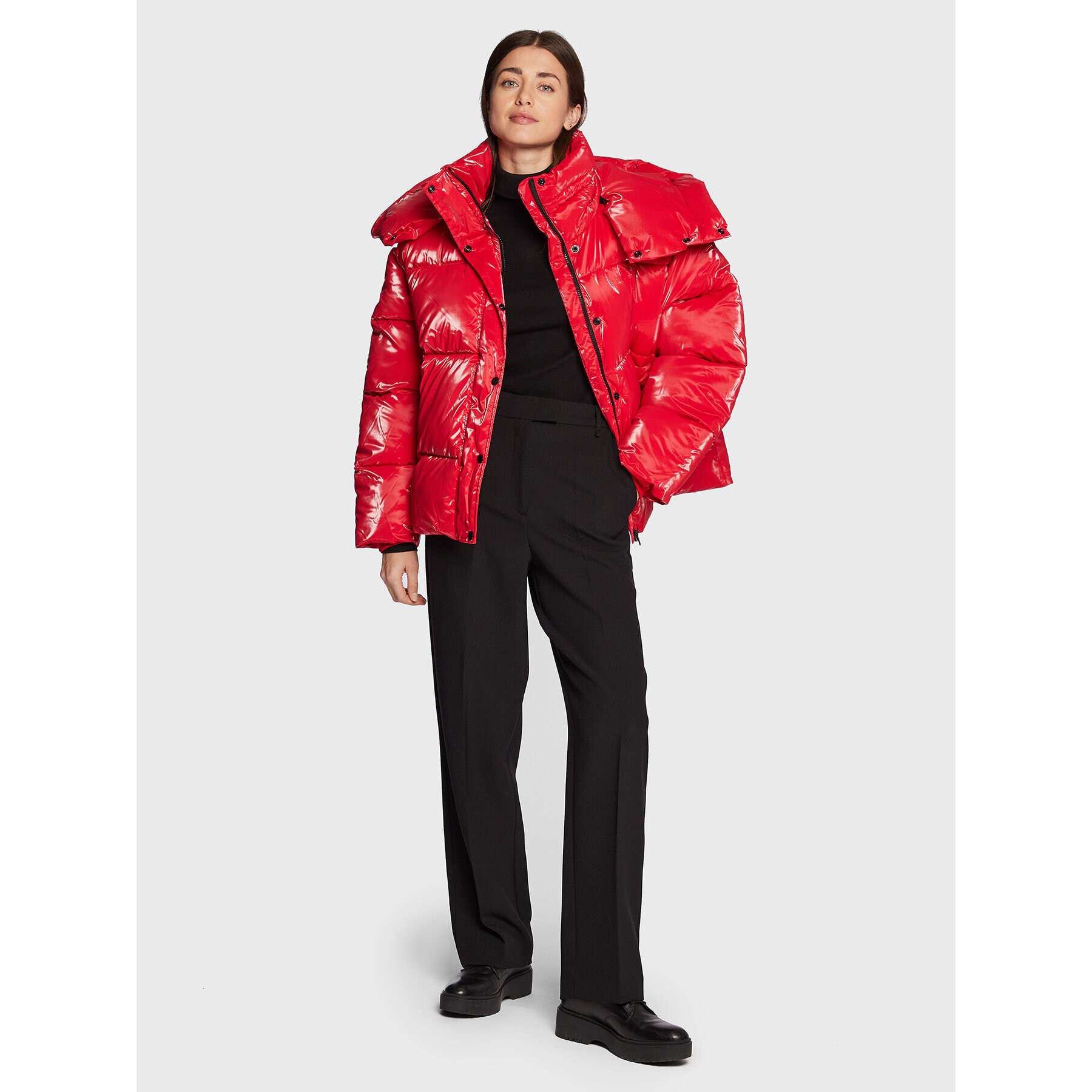 Calvin Klein Jeans Пухено яке J20J219838 Червен Oversize - Pepit.bg