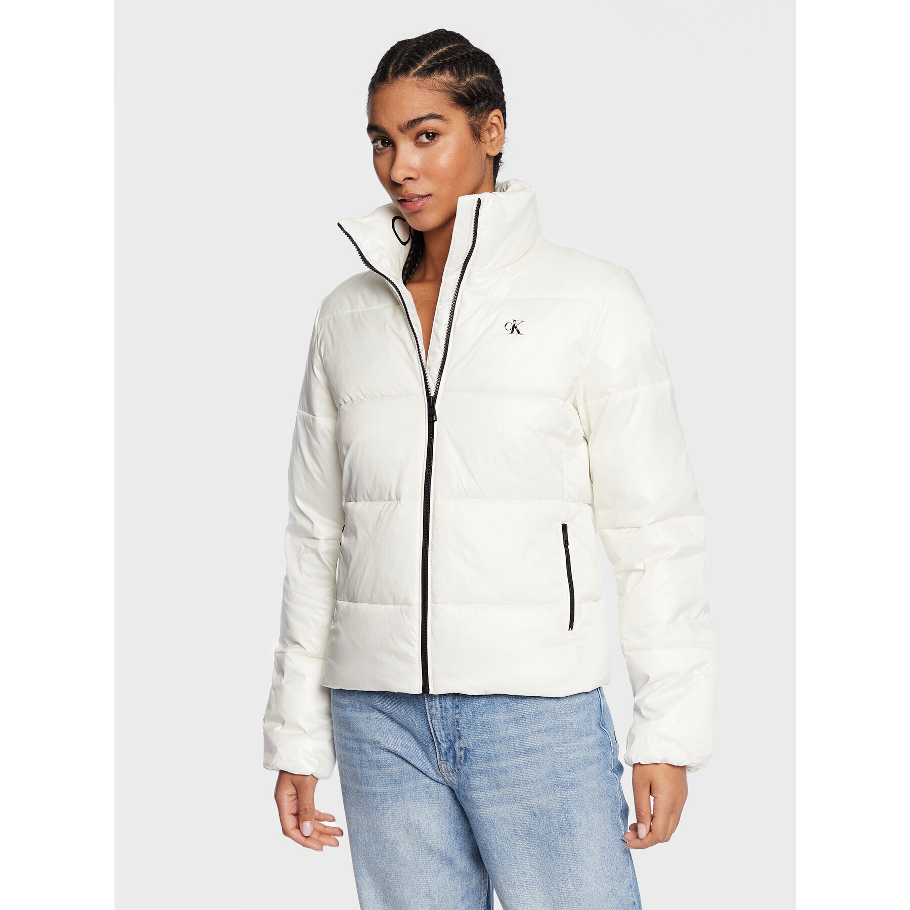 Calvin Klein Jeans Пухено яке J20J220332 Бял Regular Fit - Pepit.bg