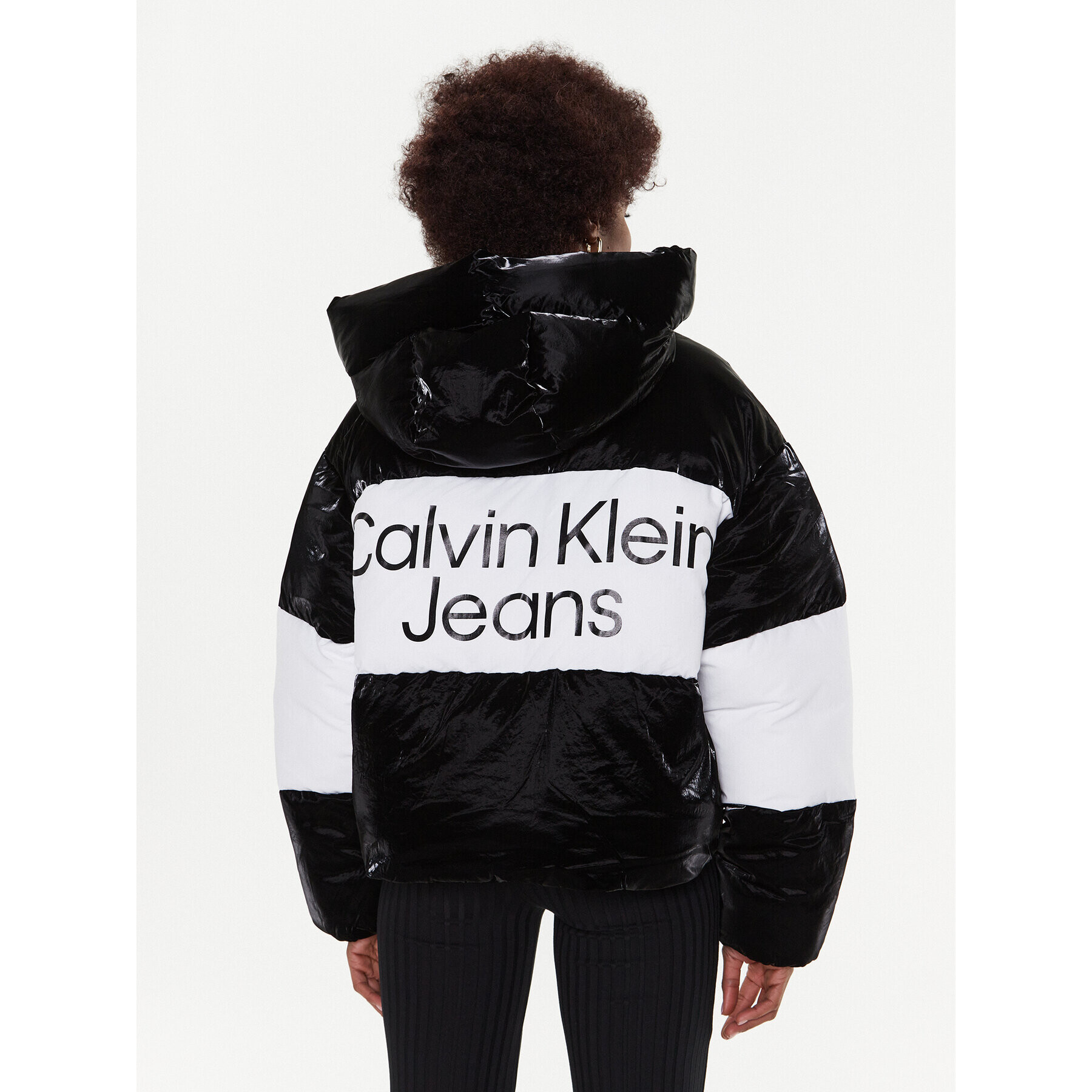 Calvin Klein Jeans Пухено яке J20J220344 Черен Oversize - Pepit.bg