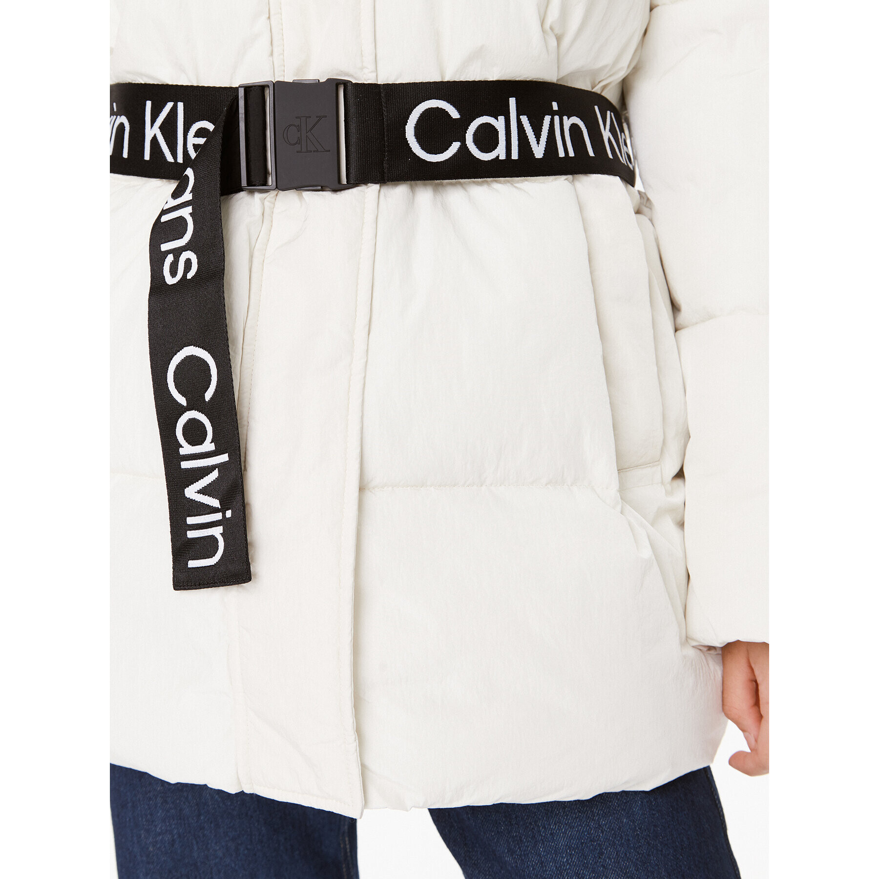 Calvin Klein Jeans Пухено яке J20J221903 Бял Relaxed Fit - Pepit.bg